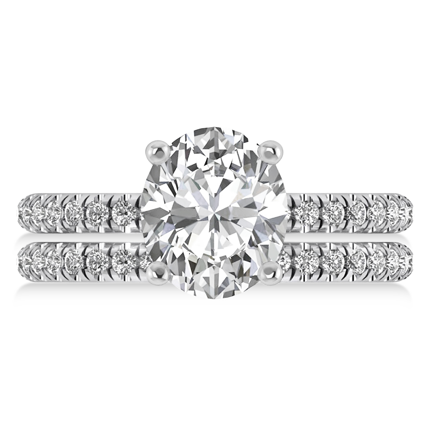 Diamond Oval-Set Semi-Eternity Bridal Set Palladium (3.77ct)