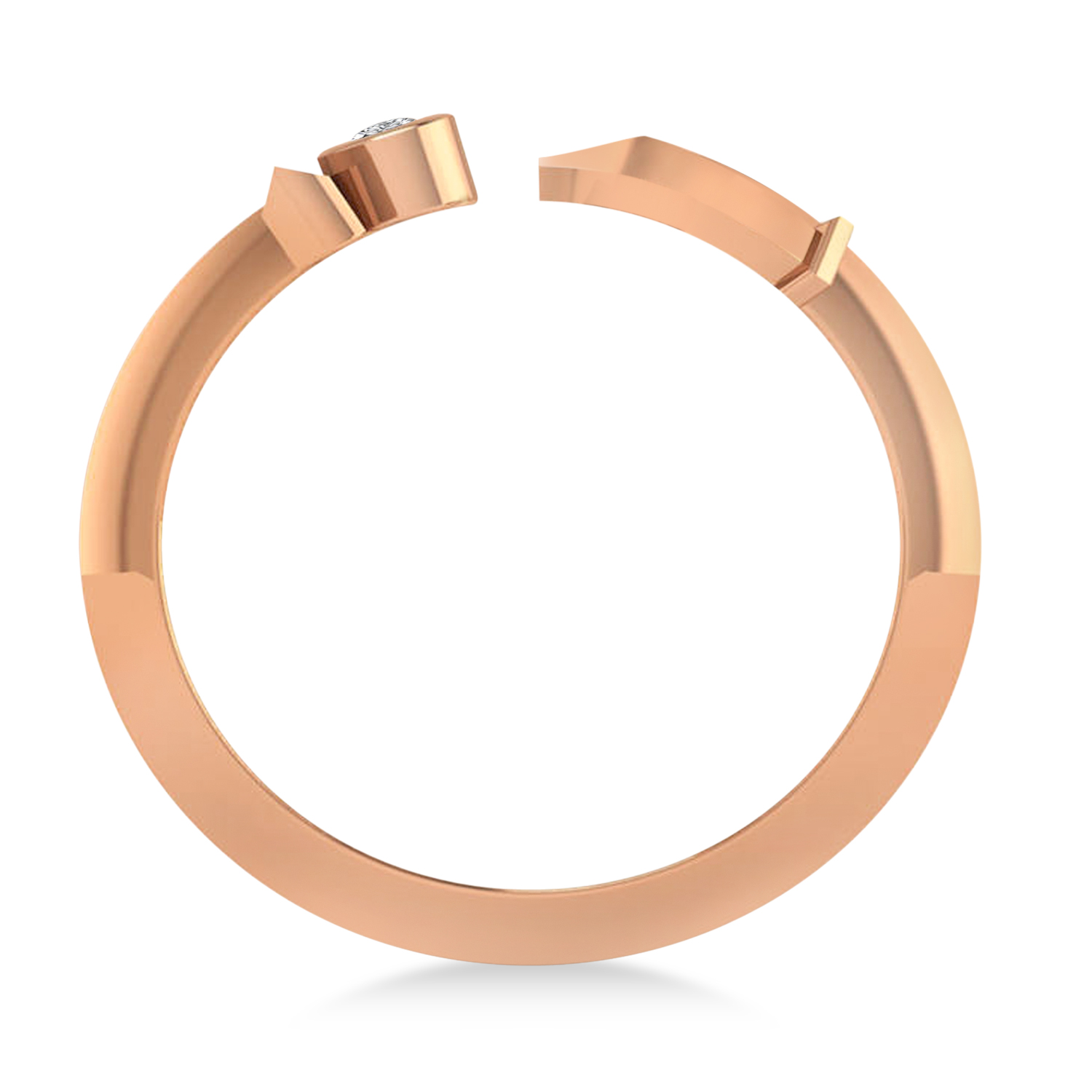 Elegant Nautical Anchor Center Ring Solitaire Diamond 14k Rose Gold