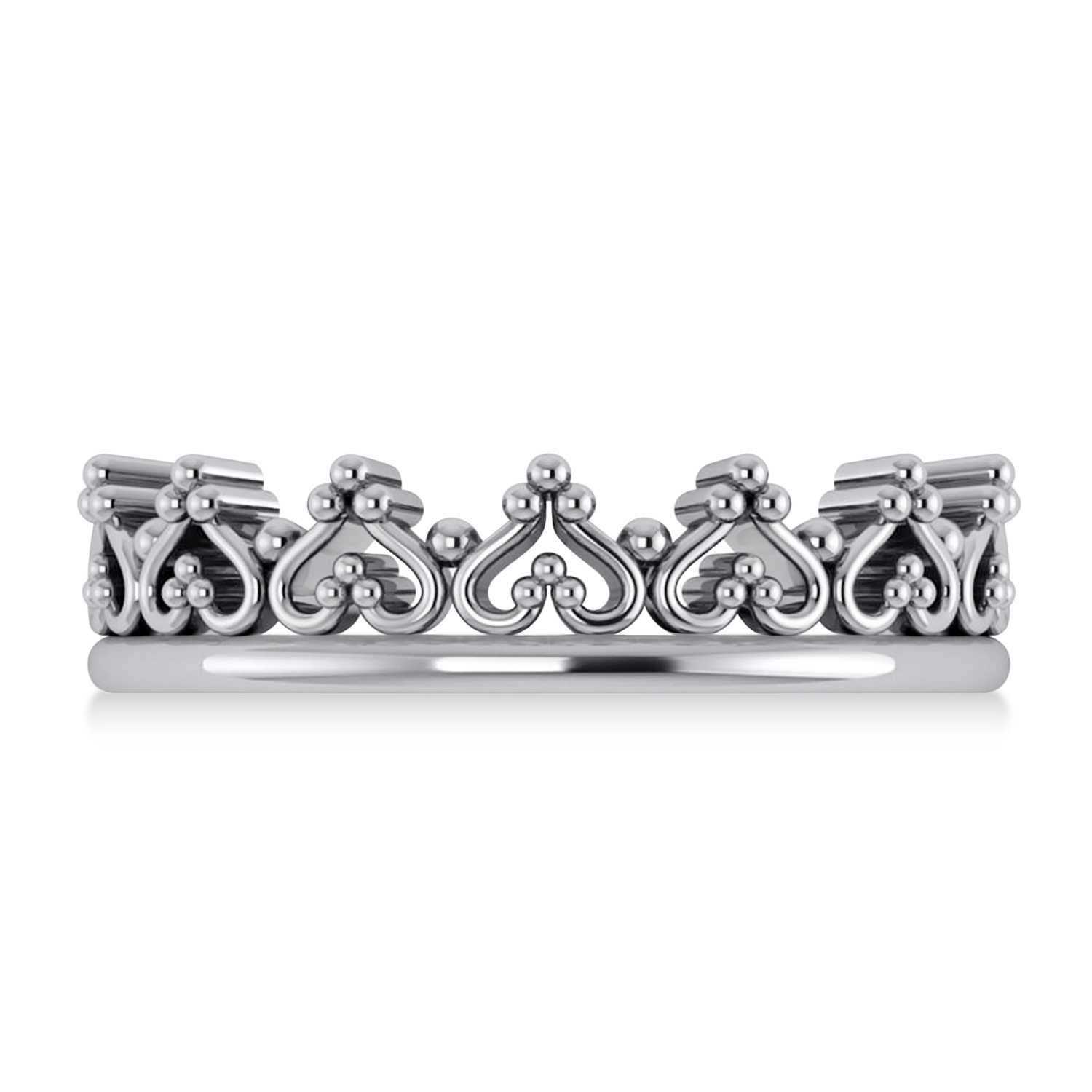 Inverted Heart Crown Ring 14k White Gold