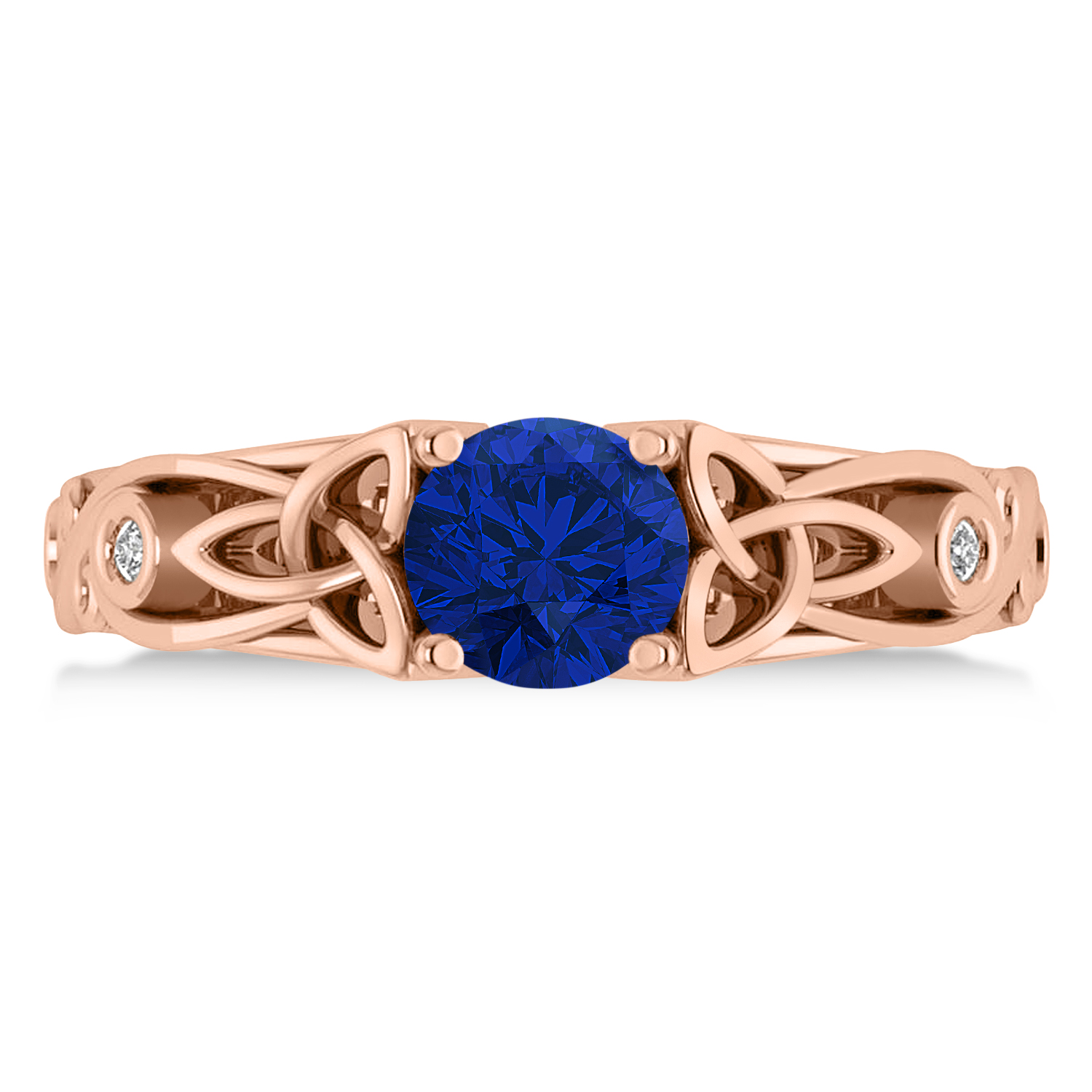 Diamond & Blue Sapphire Celtic Engagement Ring 14k Rose Gold (1.06ct)