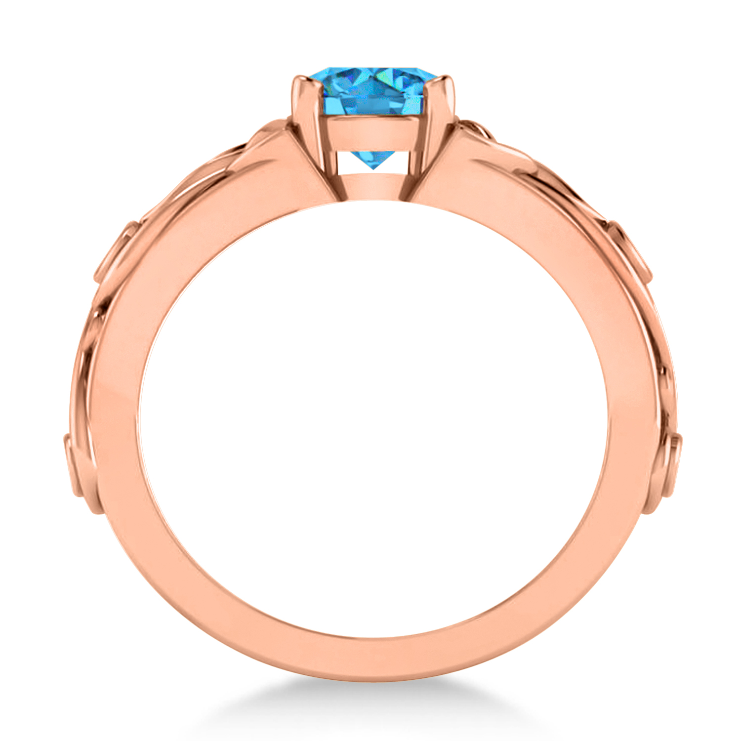 Diamond & Blue Topaz Celtic Engagement Ring 14k Rose Gold (1.06ct)