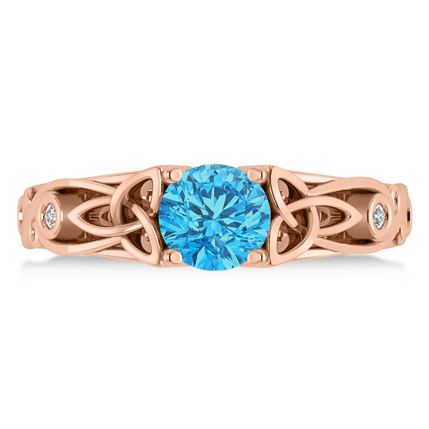 Diamond & Blue Topaz Celtic Engagement Ring 14k Rose Gold (1.06ct)