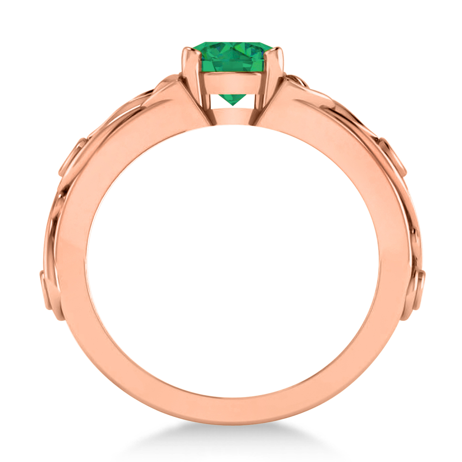 Diamond & Emerald Celtic Engagement Ring 14k Rose Gold (1.06ct)