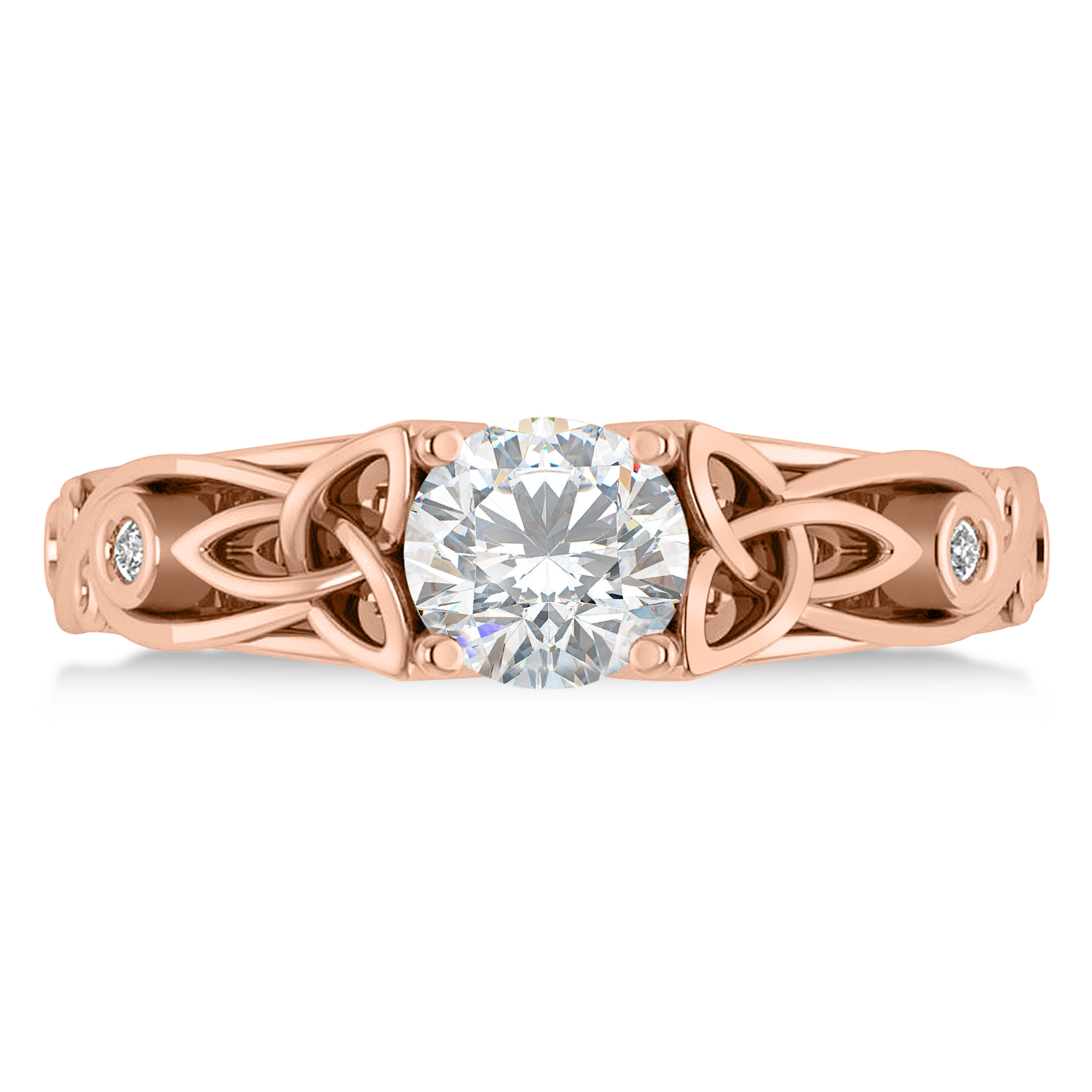 Diamond & Moissanite Celtic Engagement Ring 14k Rose Gold (1.06ct)