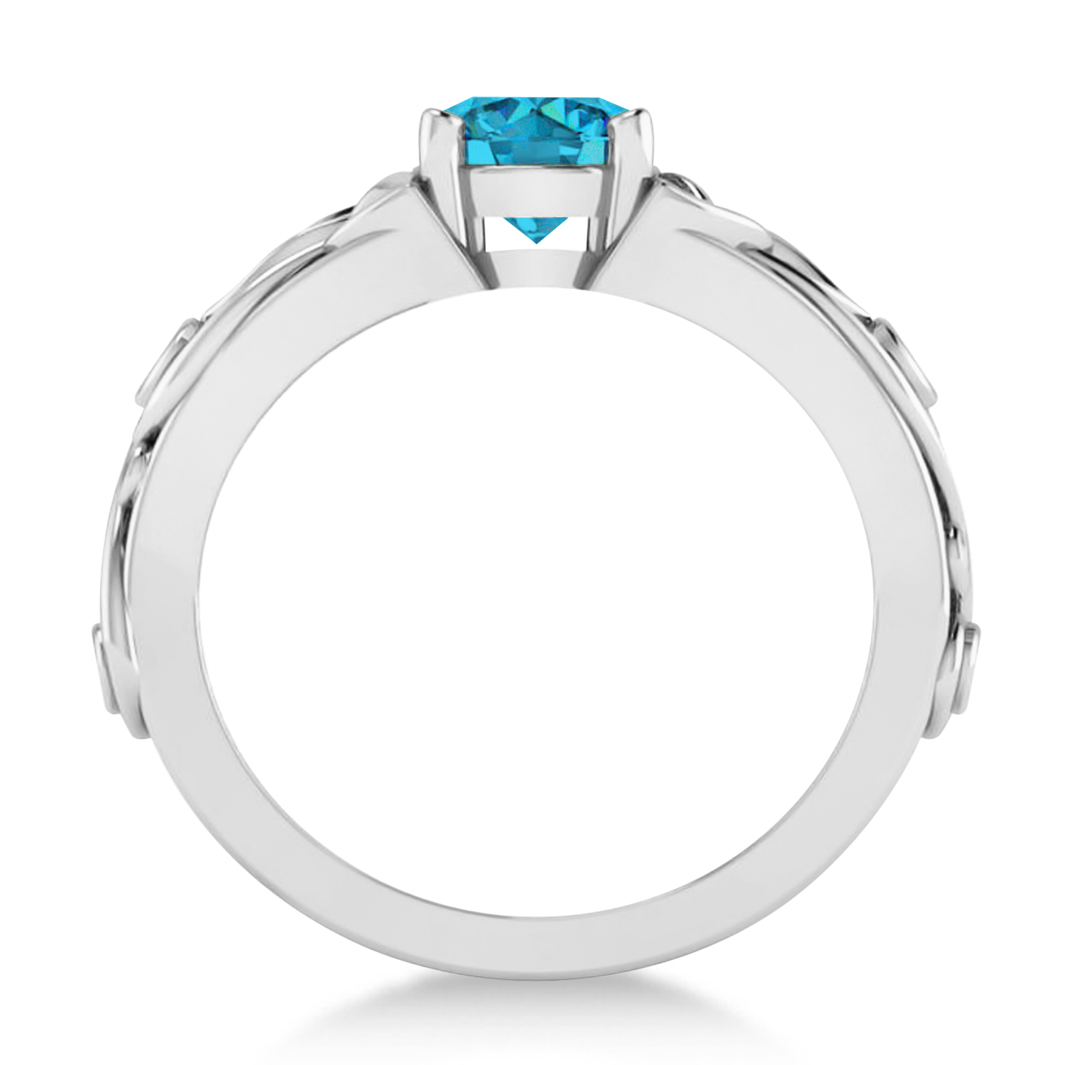 White & Blue Diamond Celtic Engagement Ring 14k White Gold (1.06ct)