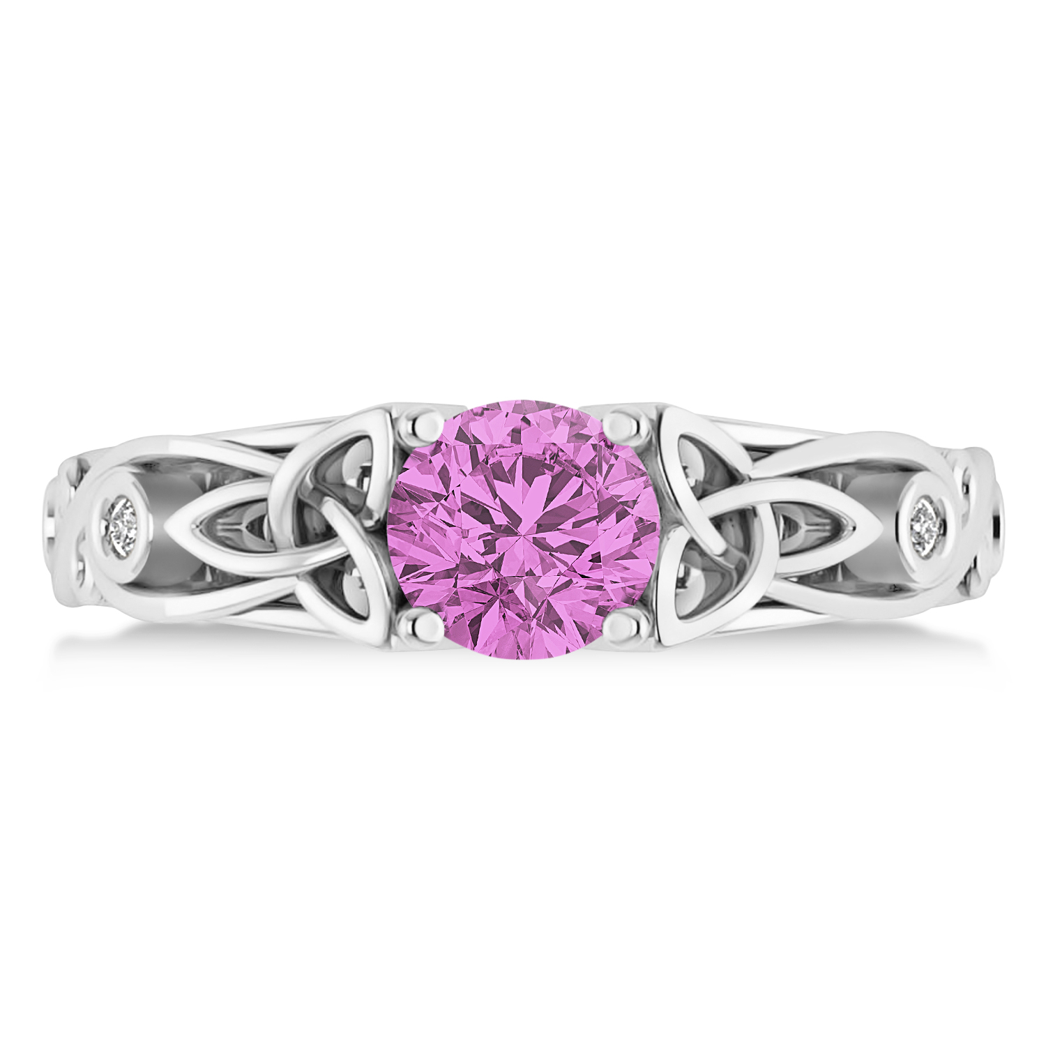 Diamond & Pink Sapphire Celtic Engagement Ring 14k White Gold (1.06ct)