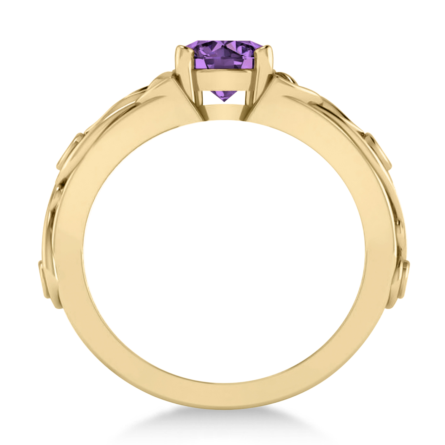 Diamond & Amethyst Celtic Engagement Ring 14k Yellow Gold (1.06ct)