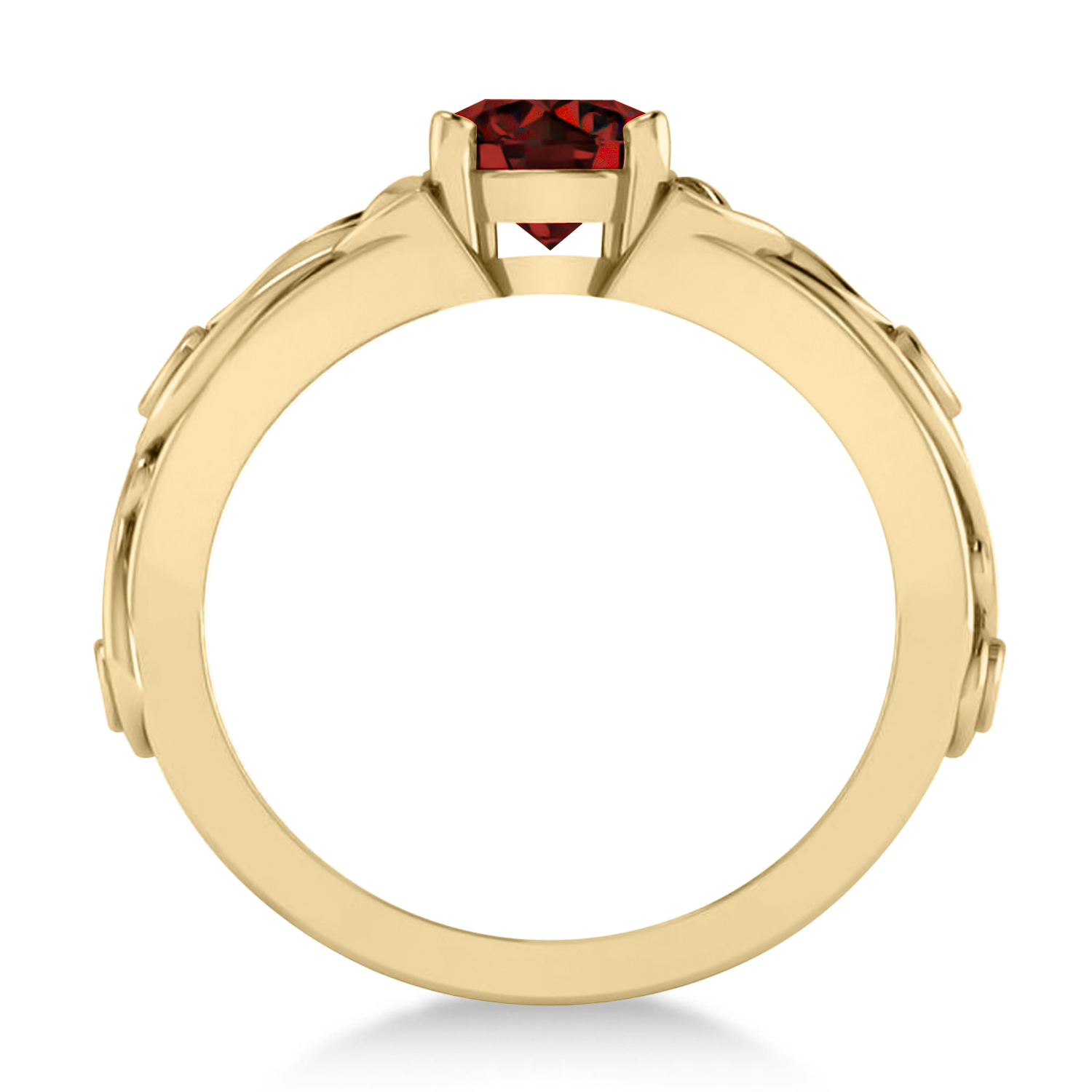 Diamond & Garnet Celtic Engagement Ring 14k Yellow Gold (1.06ct)