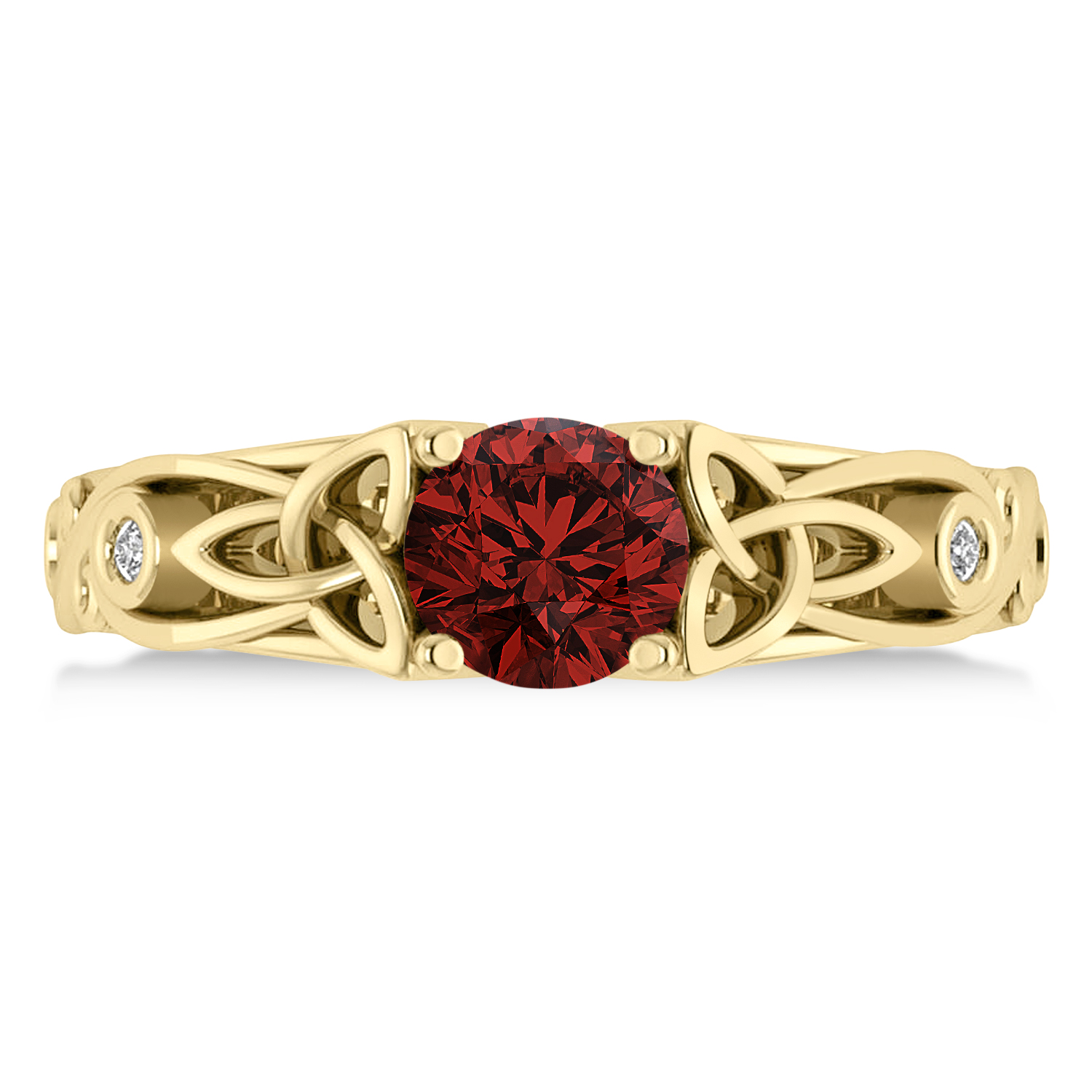 Diamond & Garnet Celtic Engagement Ring 14k Yellow Gold (1.06ct)