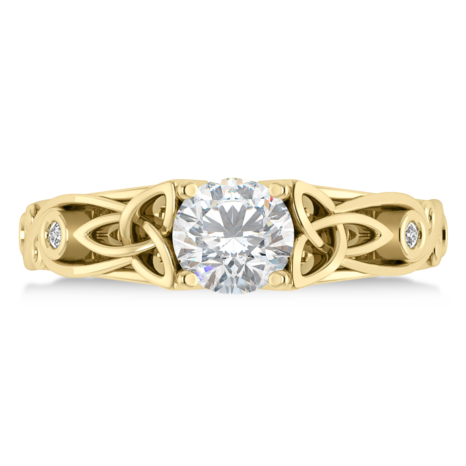 Diamond & Moissanite Celtic Engagement Ring 14k Yellow Gold (1.06ct)