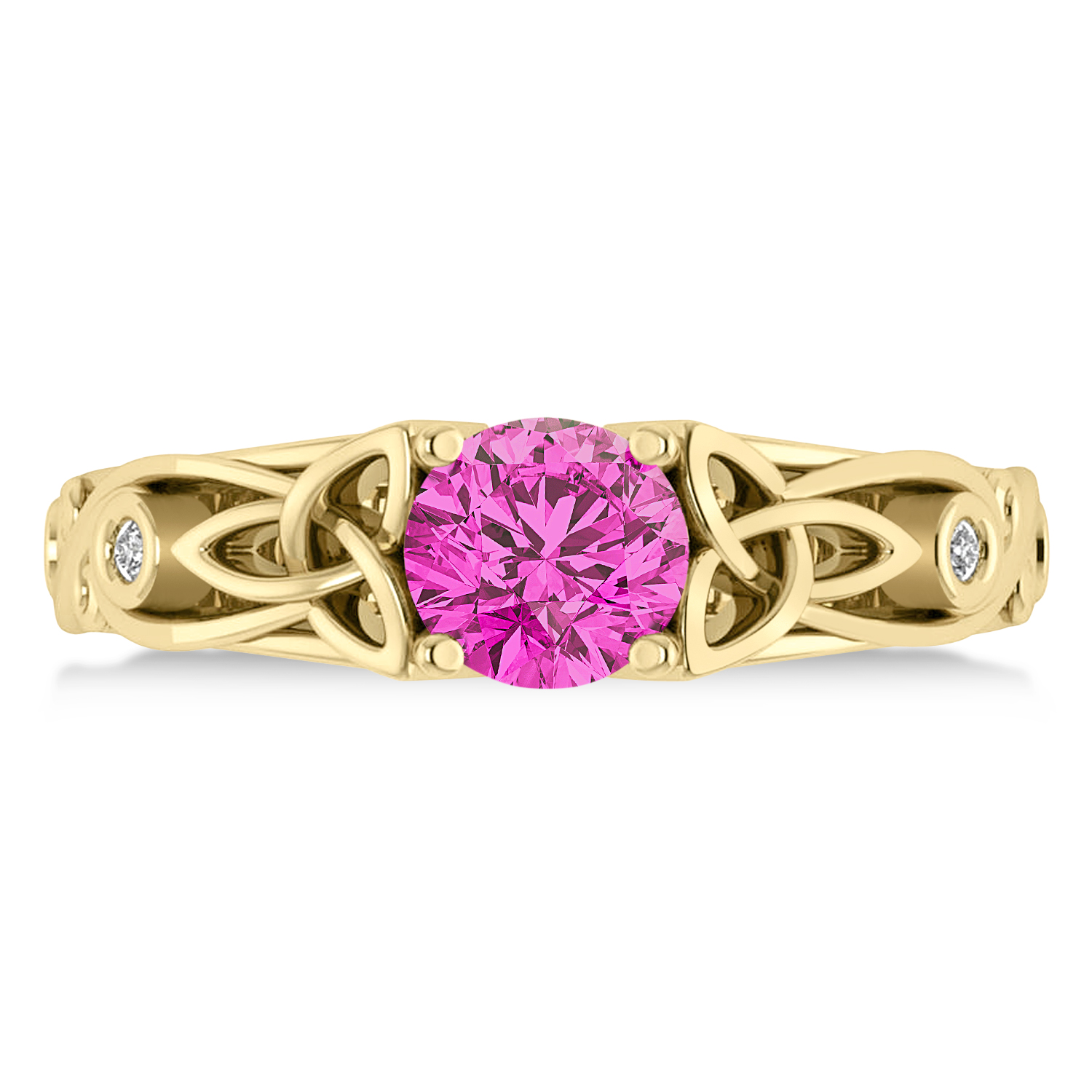 Diamond & Pink Topaz Celtic Engagement Ring 14k Yellow Gold (1.06ct)