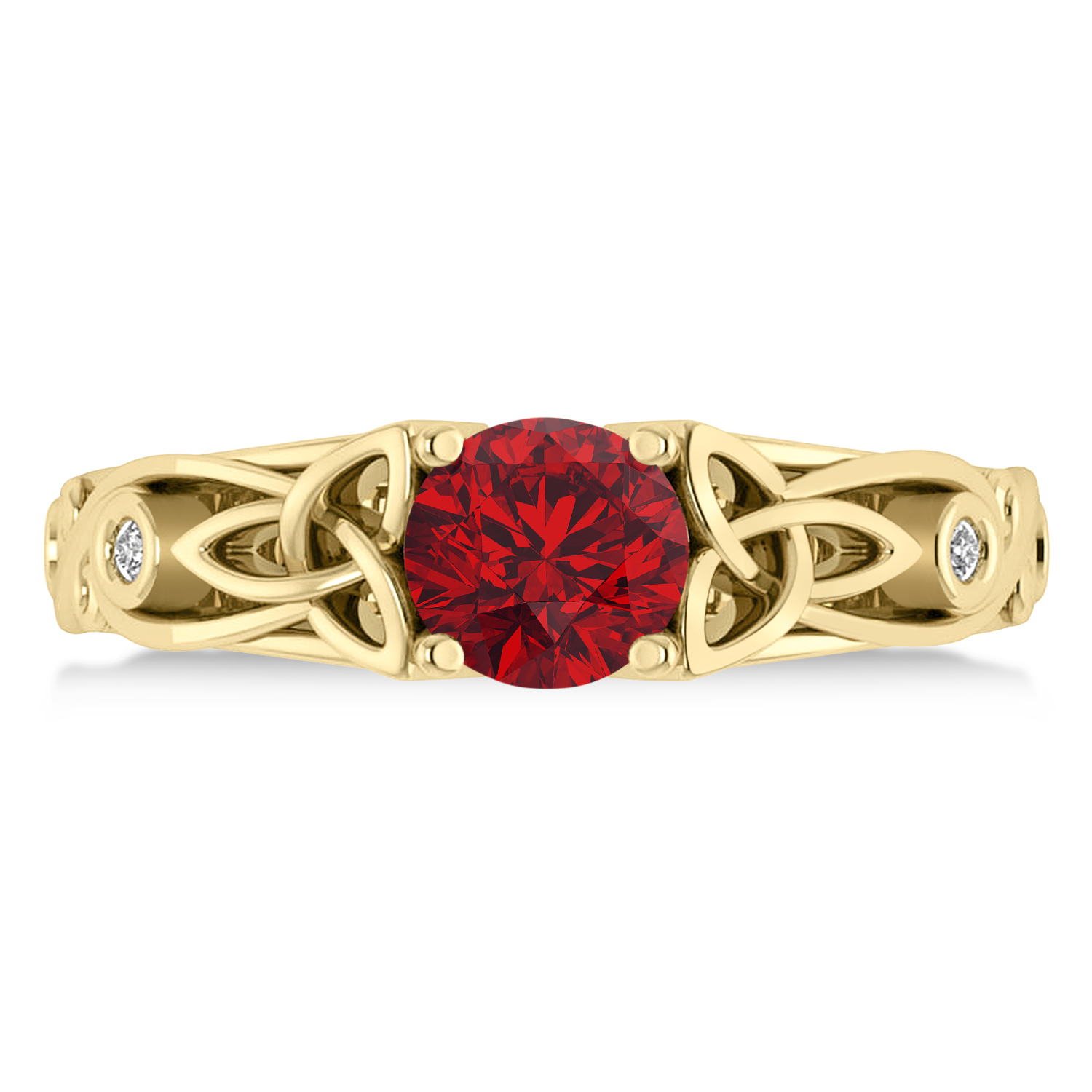Diamond & Ruby Celtic Engagement Ring 14k Yellow Gold (1.06ct)