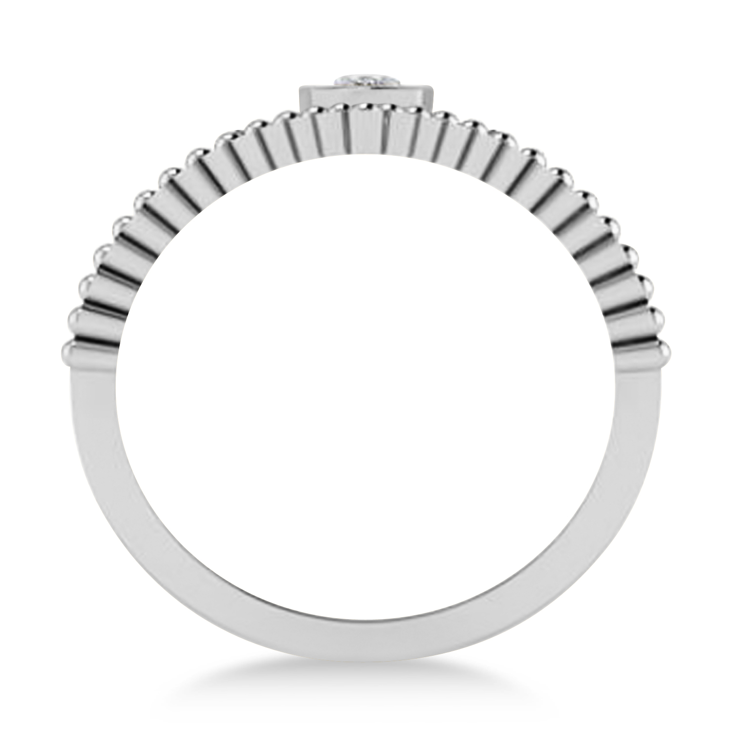 Ladies Oval Diamond Antique Style Cigar Ring 14k White Gold (0.27 ctw)