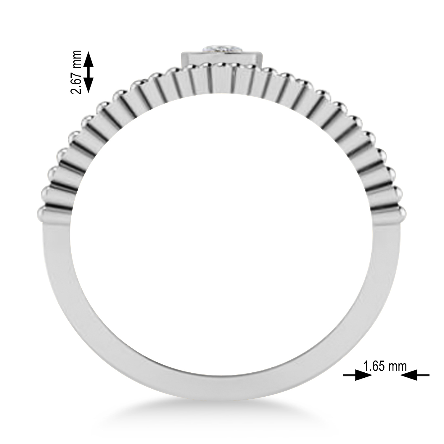 Ladies Oval Diamond Antique Style Cigar Ring 14k White Gold (0.27 ctw)