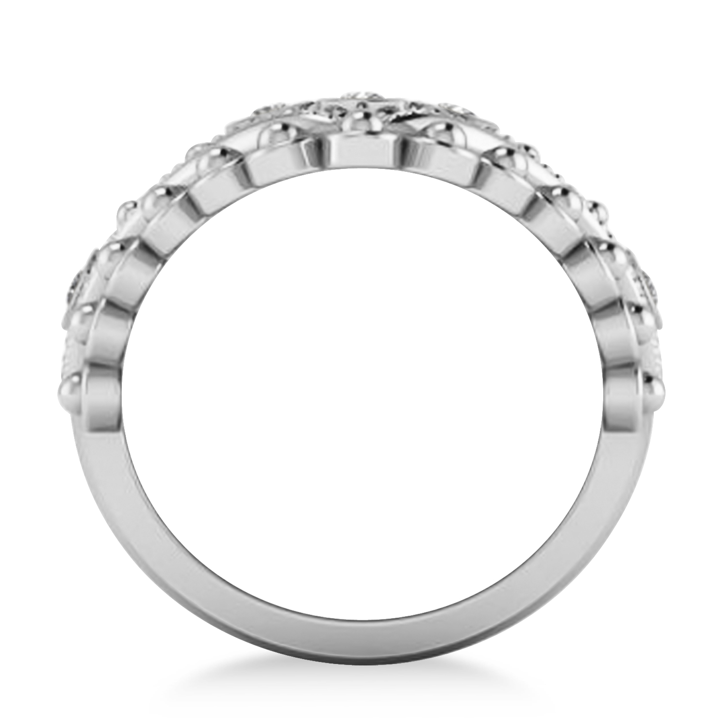 Ladies Diamond Antique Style Cigar Ring 14k White Gold (0.21 ctw)