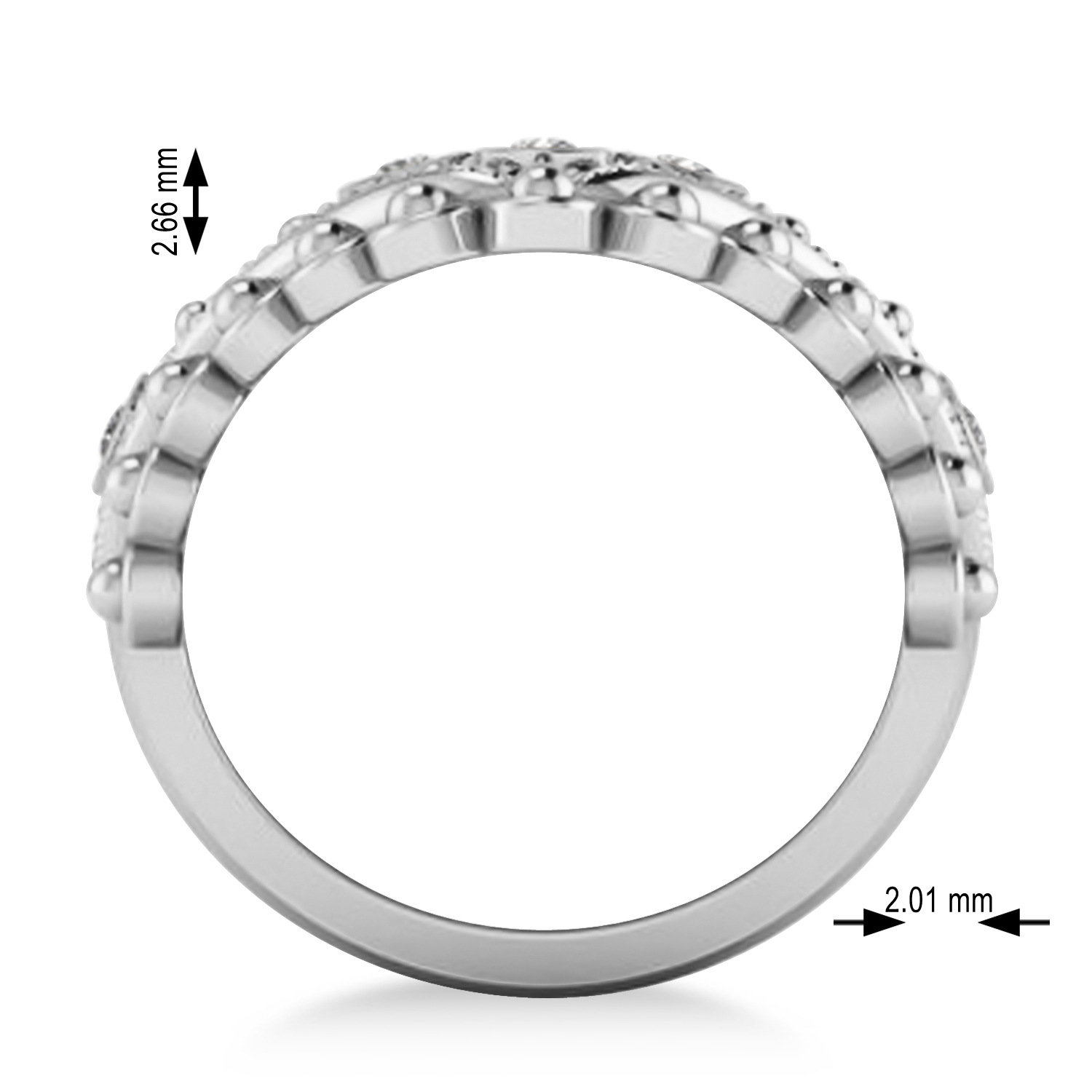 Ladies Diamond Antique Style Cigar Ring 14k White Gold (0.21 ctw)