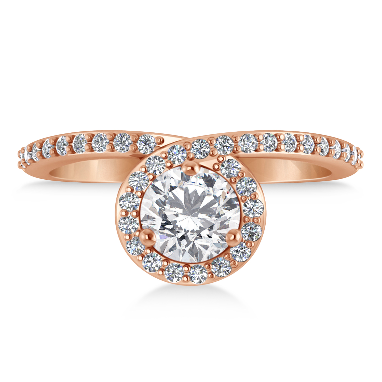 Round White Diamond Nouveau Ring 18k Rose Gold (1.11 ctw)