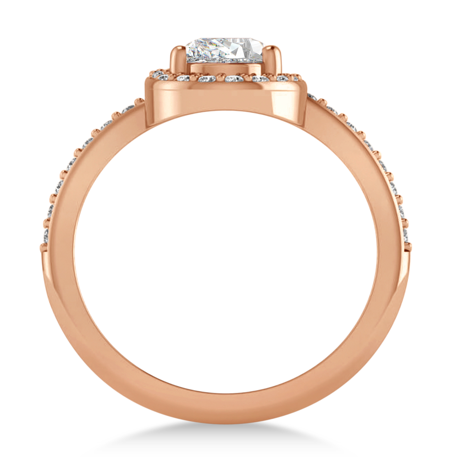 Round White Diamond Nouveau Ring 18k Rose Gold (1.11 ctw)