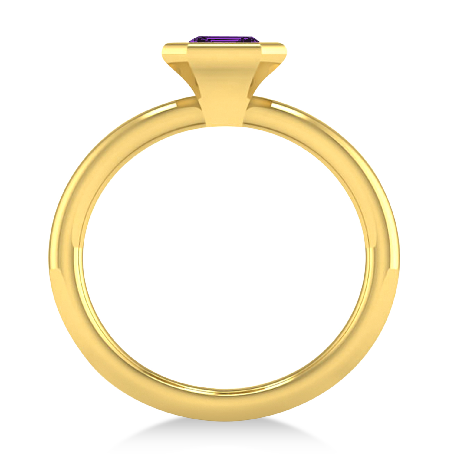 Emerald-Cut Bezel-Set Amethyst Solitaire Ring 14k Yellow Gold (1.00 ctw)