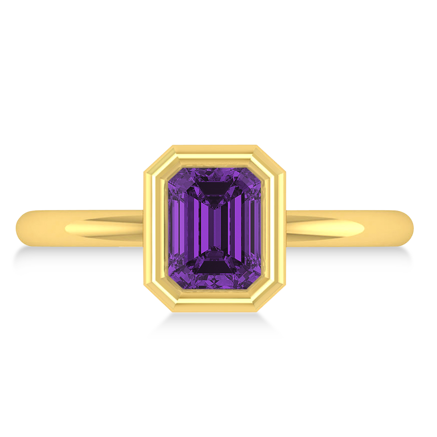Emerald-Cut Bezel-Set Amethyst Solitaire Ring 14k Yellow Gold (1.00 ctw)