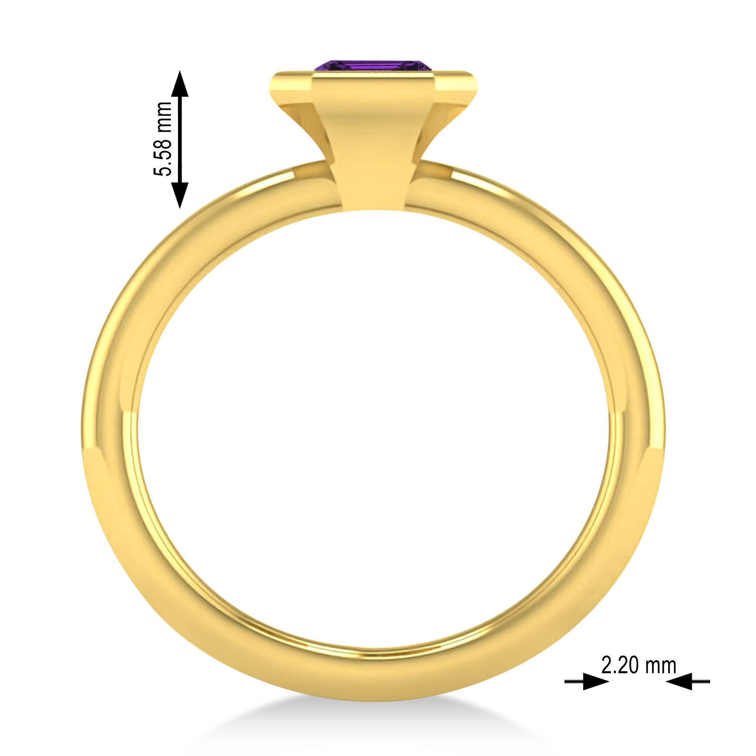 Emerald-Cut Bezel-Set Amethyst Solitaire Ring 14k Yellow Gold (1.00 ctw)