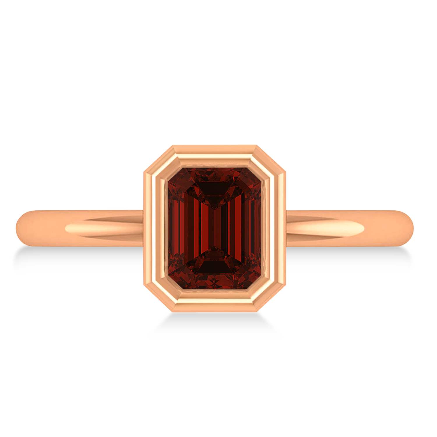 Emerald-Cut Bezel-Set Garnet Solitaire Ring 14k Rose Gold (1.00 ctw)