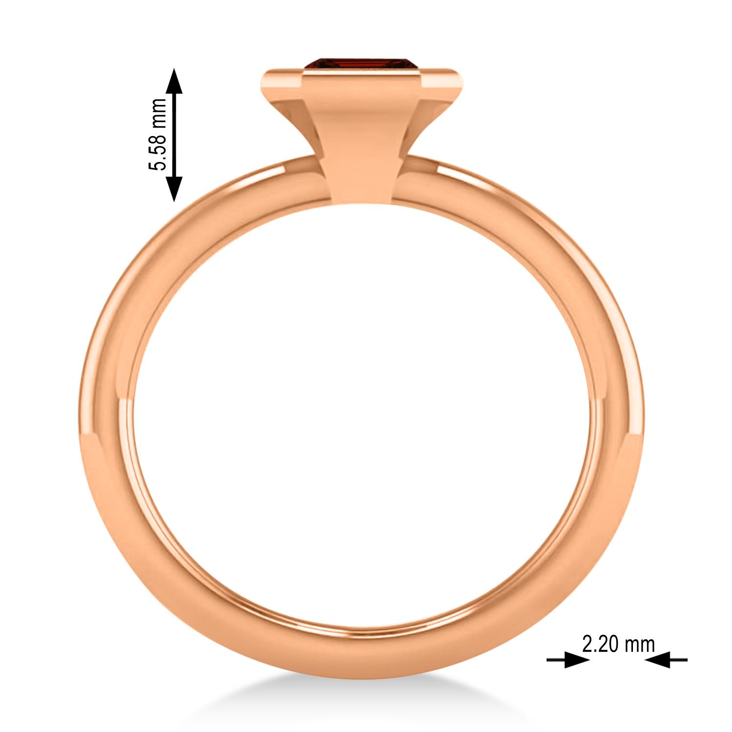 Emerald-Cut Bezel-Set Garnet Solitaire Ring 14k Rose Gold (1.00 ctw)