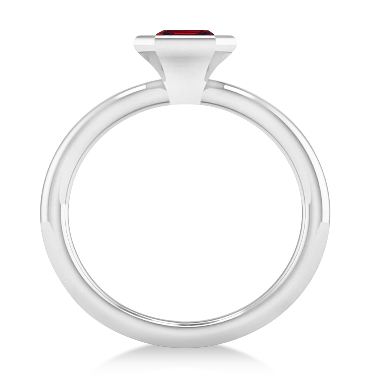 Emerald-Cut Bezel-Set Ruby Solitaire Ring 14k White Gold (1.00 ctw)