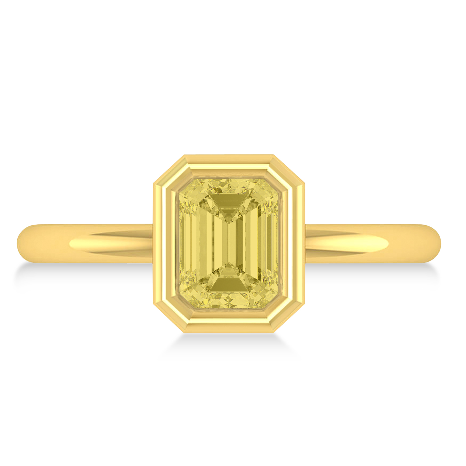 Emerald-Cut Bezel-Set Yellow Diamond Solitaire Ring 14k Yellow Gold (1.00 ctw)