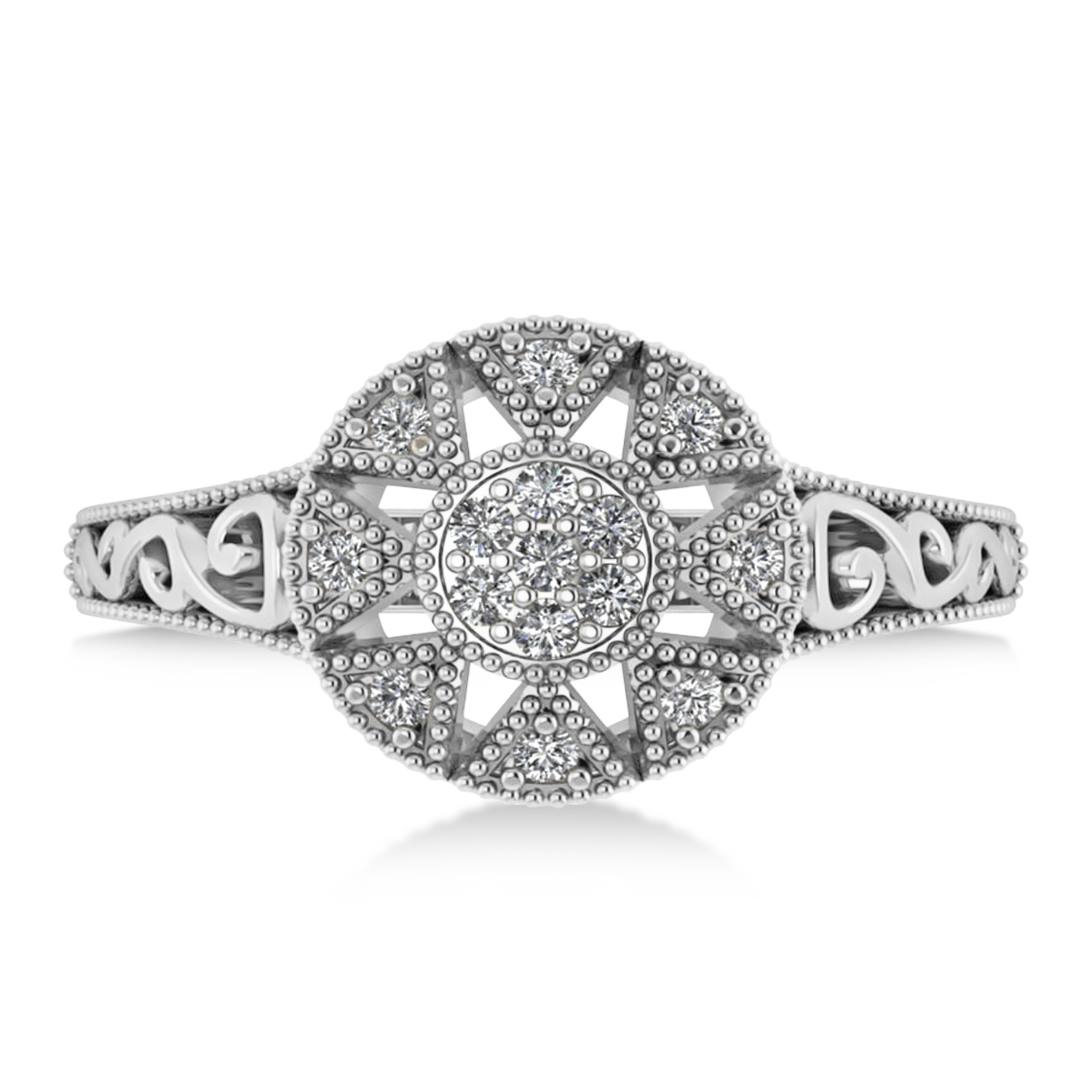 Diamond Milgrain Octagram Ladies' Ring 14k White Gold (0.23ct)