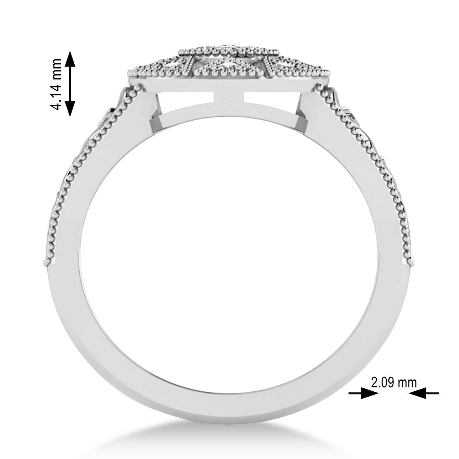 Diamond Milgrain Octagram Ladies' Ring 14k White Gold (0.23ct)