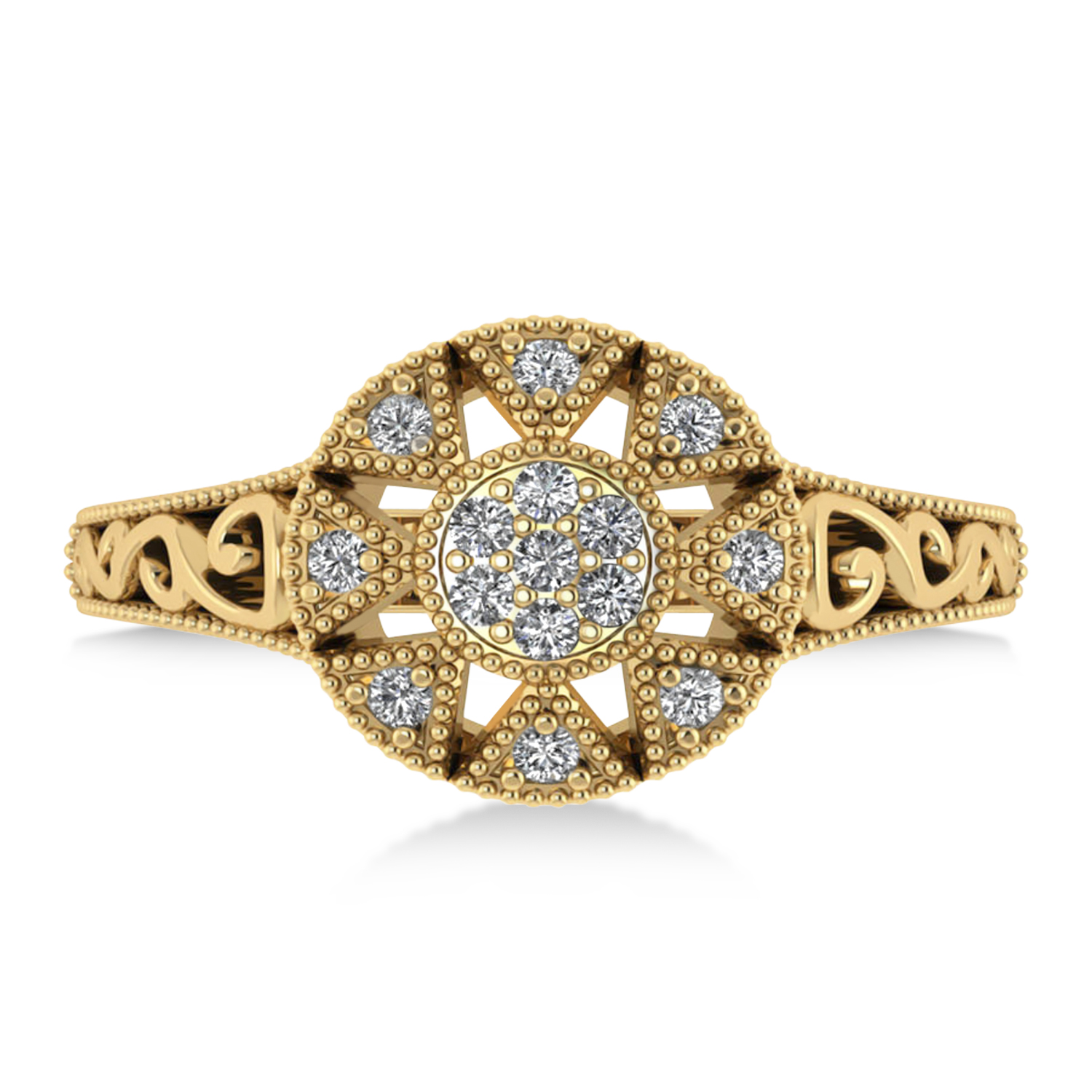 Diamond Milgrain Octagram Ladies' Ring 14k Yellow Gold (0.23ct)