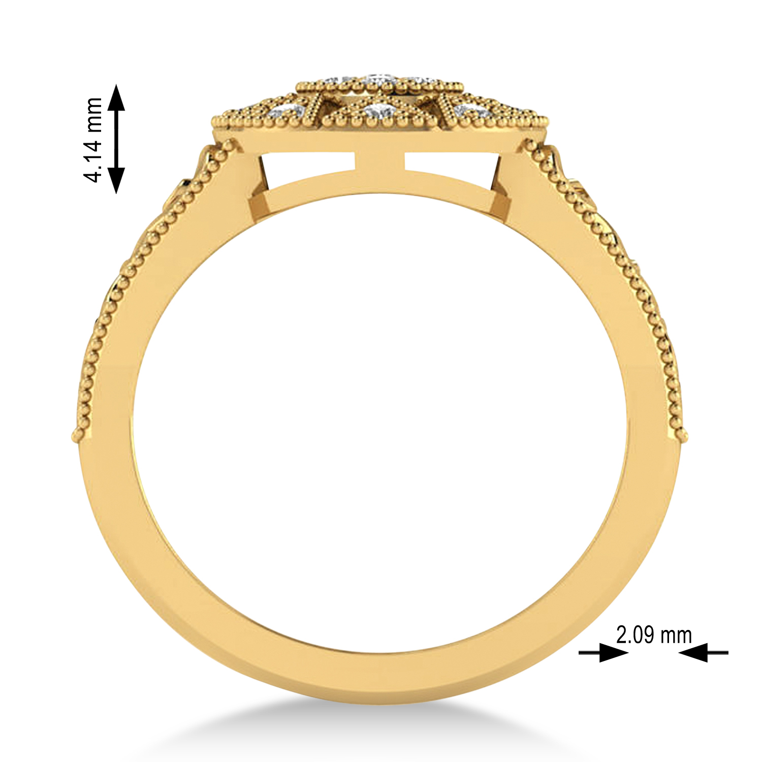 Diamond Milgrain Octagram Ladies' Ring 14k Yellow Gold (0.23ct)