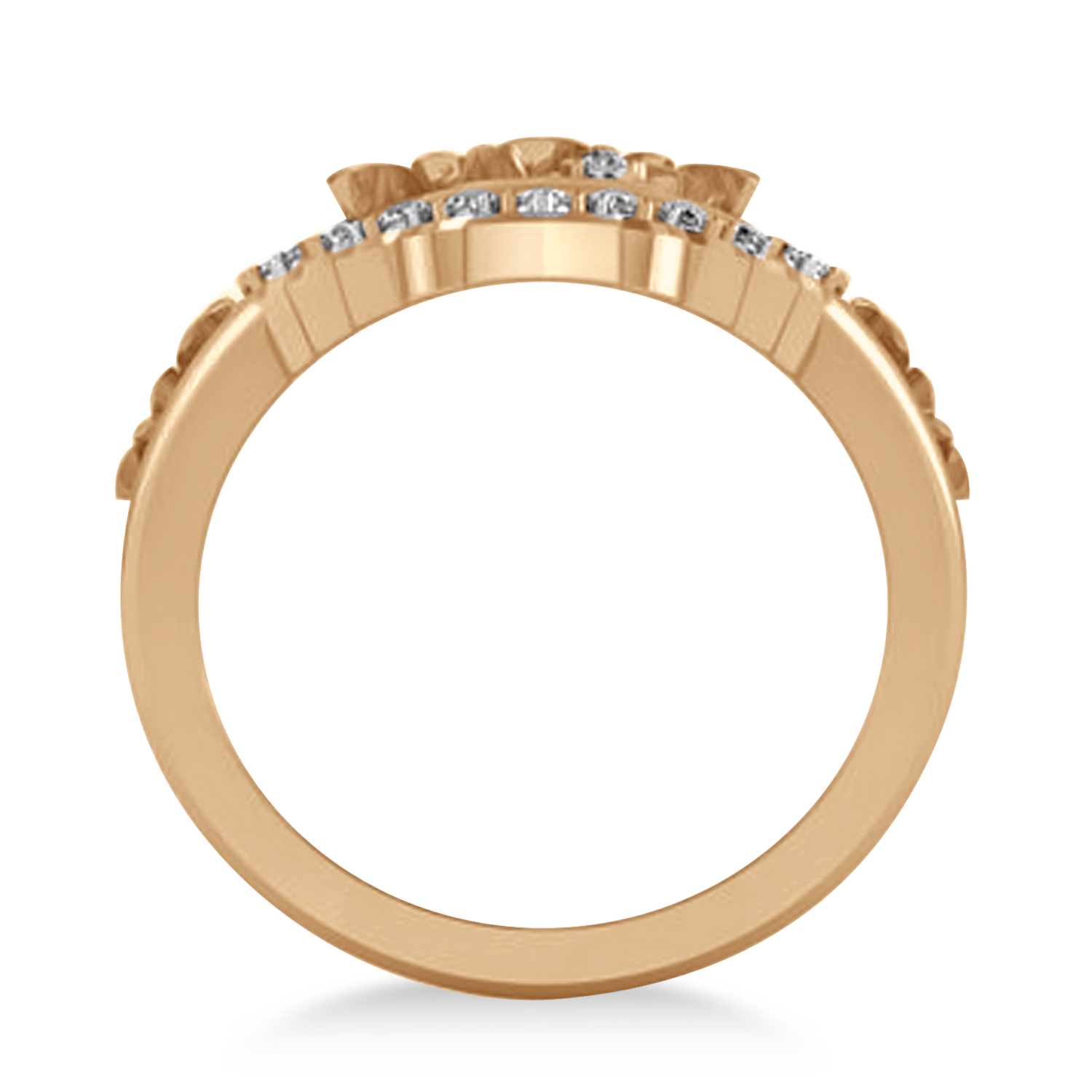 Ladies Diamond Antique Flower Cigar Ring 14k Rose Gold (0.27 ctw)