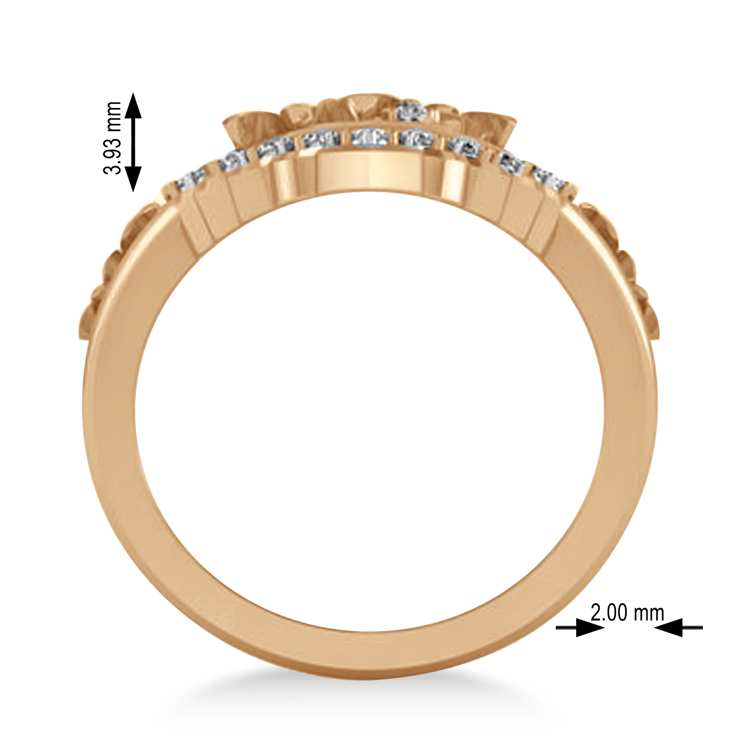 Ladies Diamond Antique Flower Cigar Ring 14k Rose Gold (0.27 ctw)