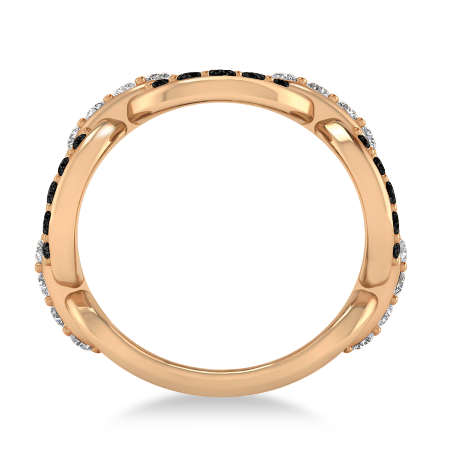 Black & White Diamond Link Ring 14k Rose Gold (1.20 ctw)