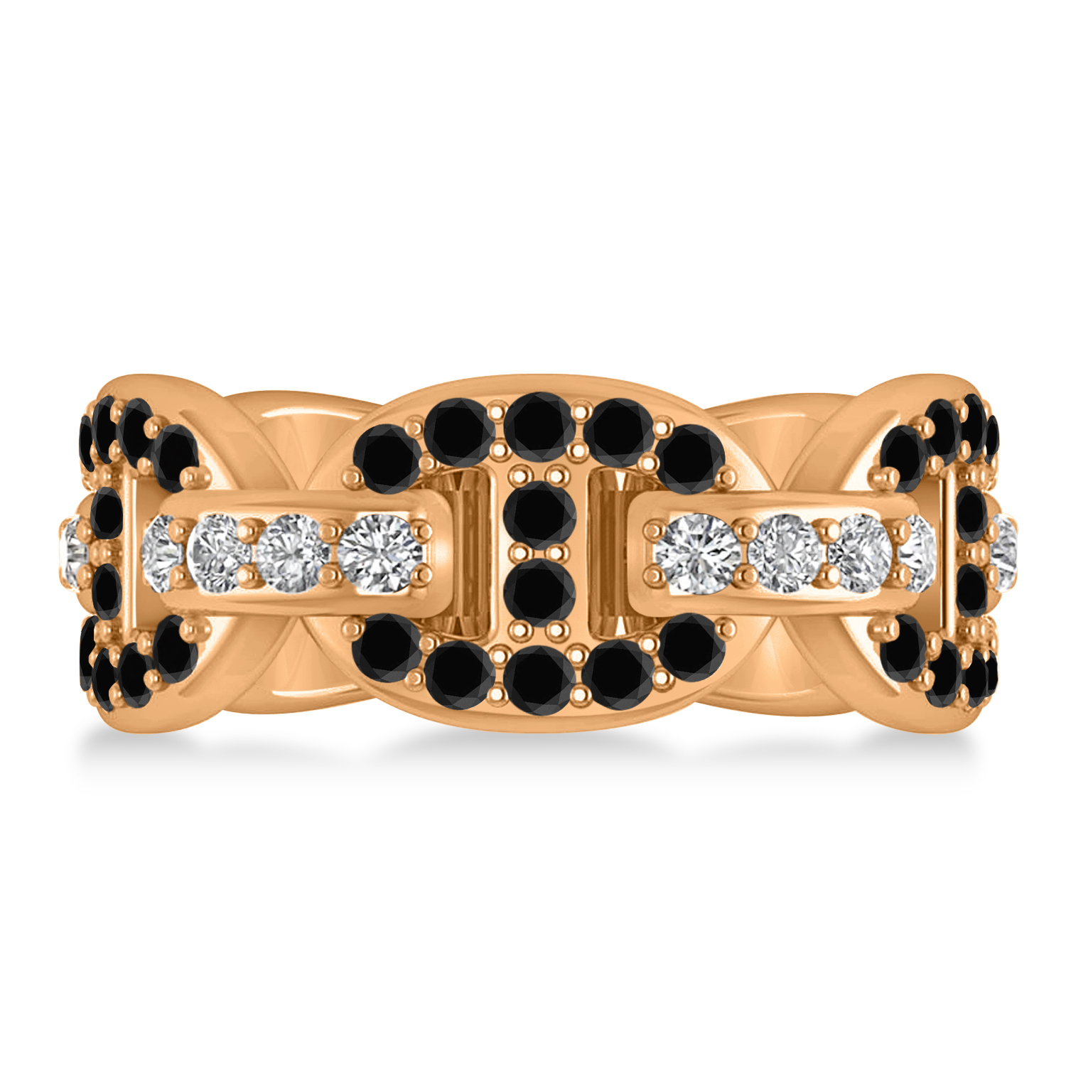 Black & White Diamond Link Ring 14k Rose Gold (1.20 ctw)