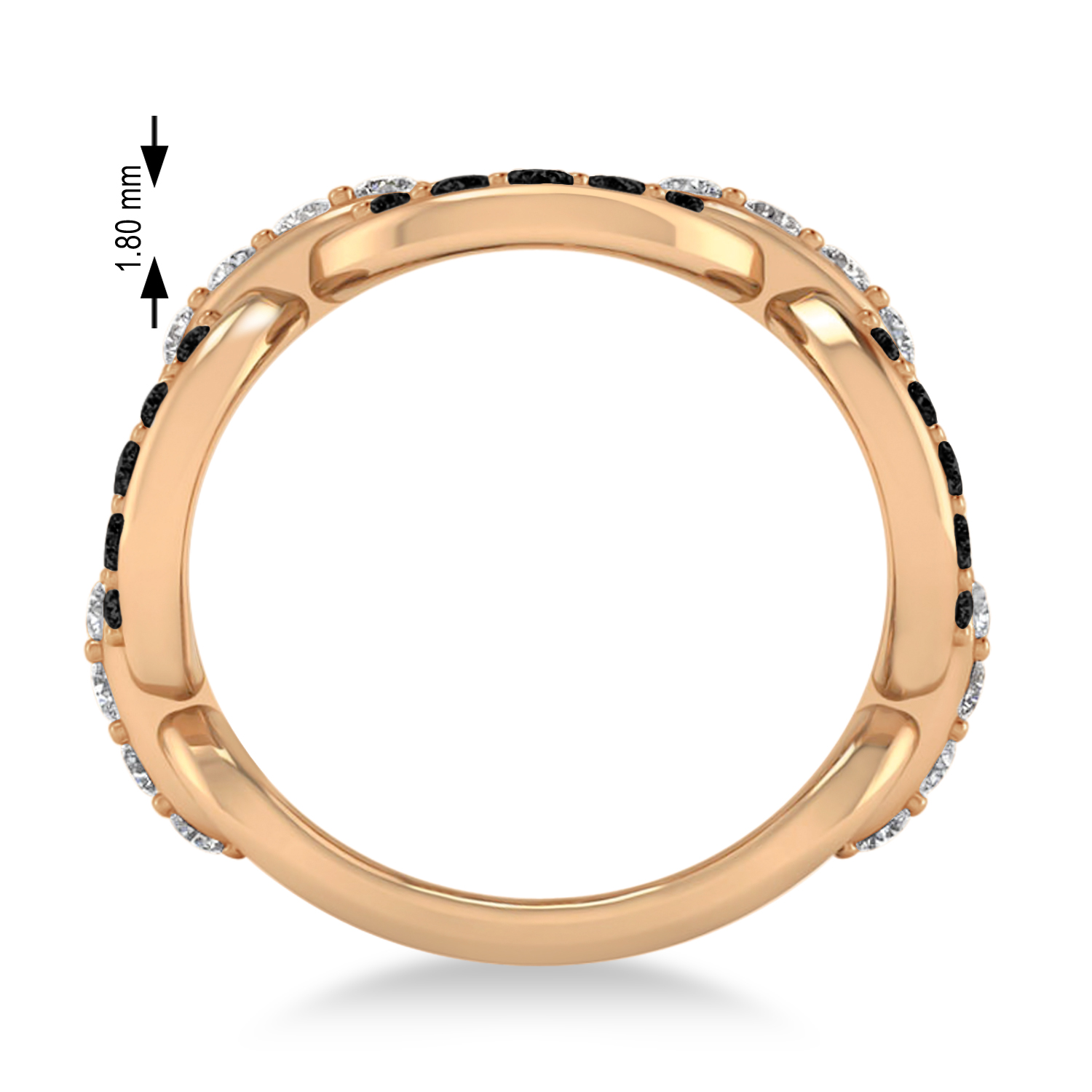 Black & White Diamond Link Ring 14k Rose Gold (1.20 ctw)