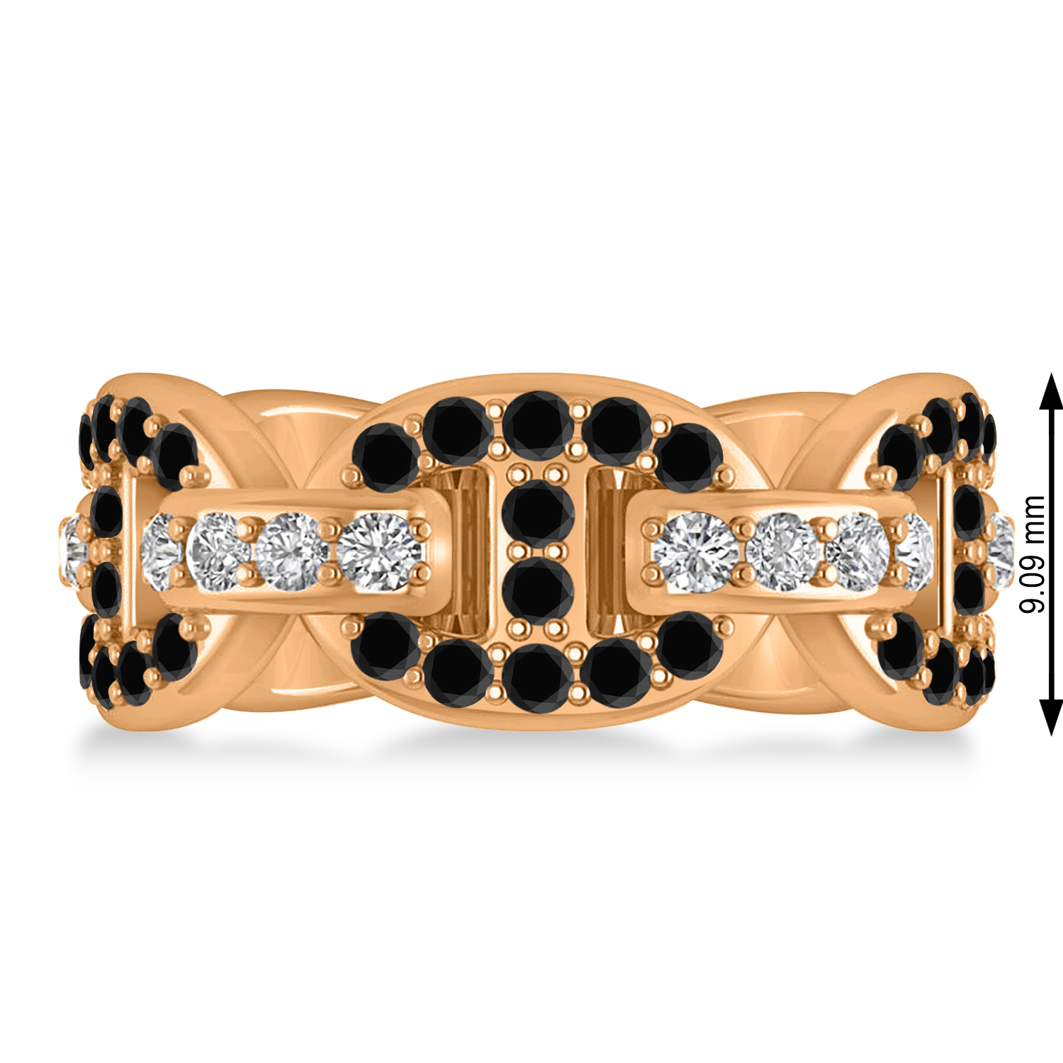 Black & White Diamond Link Ring 14k Rose Gold (1.20 ctw)