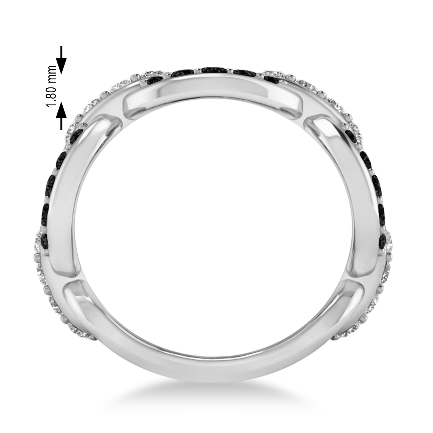 Black & White Diamond Link Ring 14k White Gold (1.20 ctw)