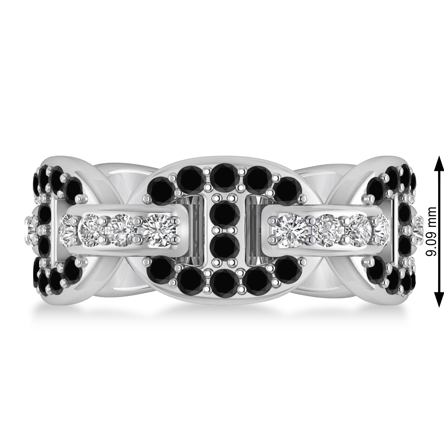 Black & White Diamond Link Ring 14k White Gold (1.20 ctw)