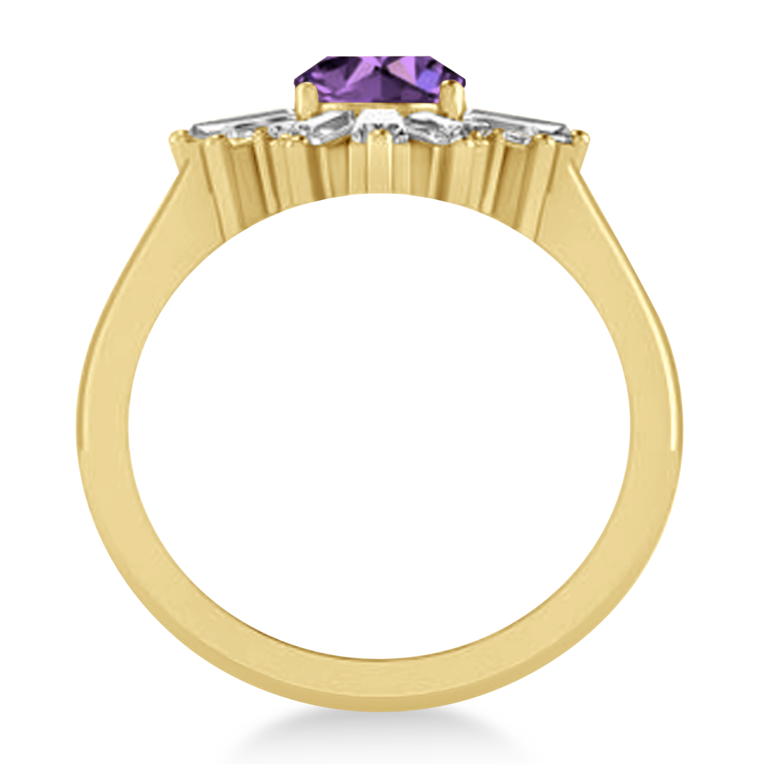 Amethyst & Diamond Oval Cut Ballerina Engagement Ring 14k Yellow Gold (3.06 ctw)