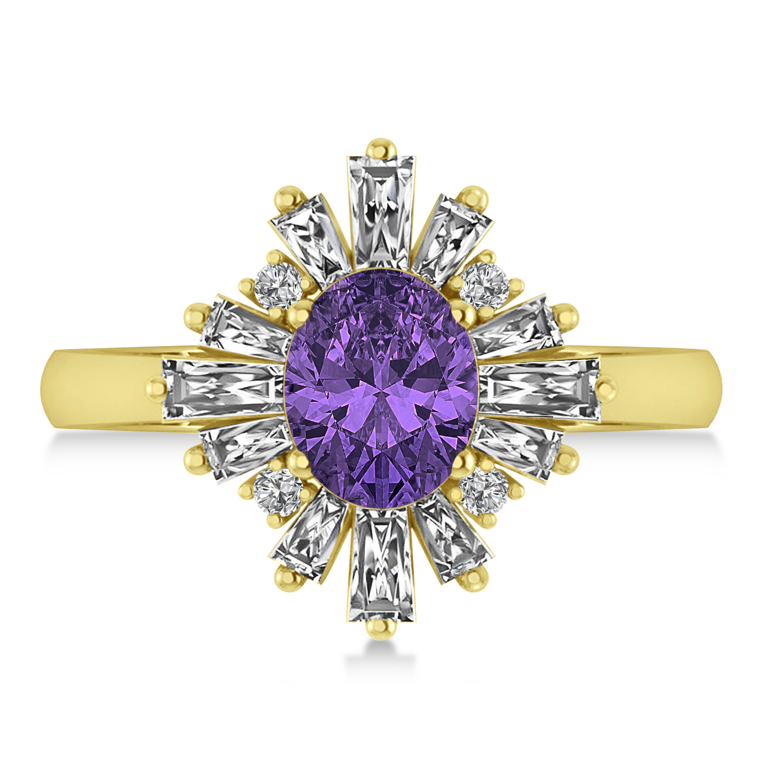 Amethyst & Diamond Oval Cut Ballerina Engagement Ring 14k Yellow Gold (3.06 ctw)