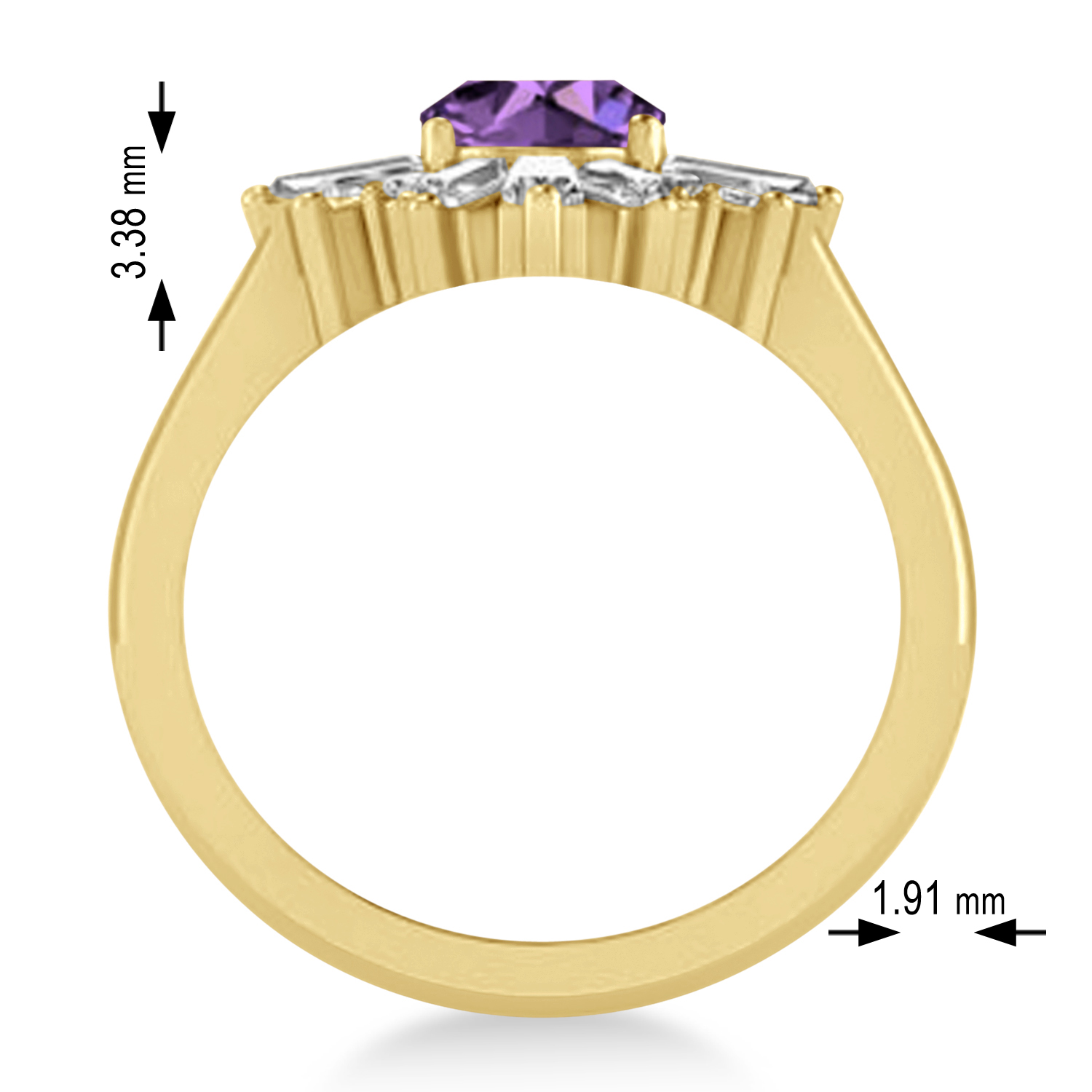 Amethyst & Diamond Oval Cut Ballerina Engagement Ring 14k Yellow Gold (3.06 ctw)