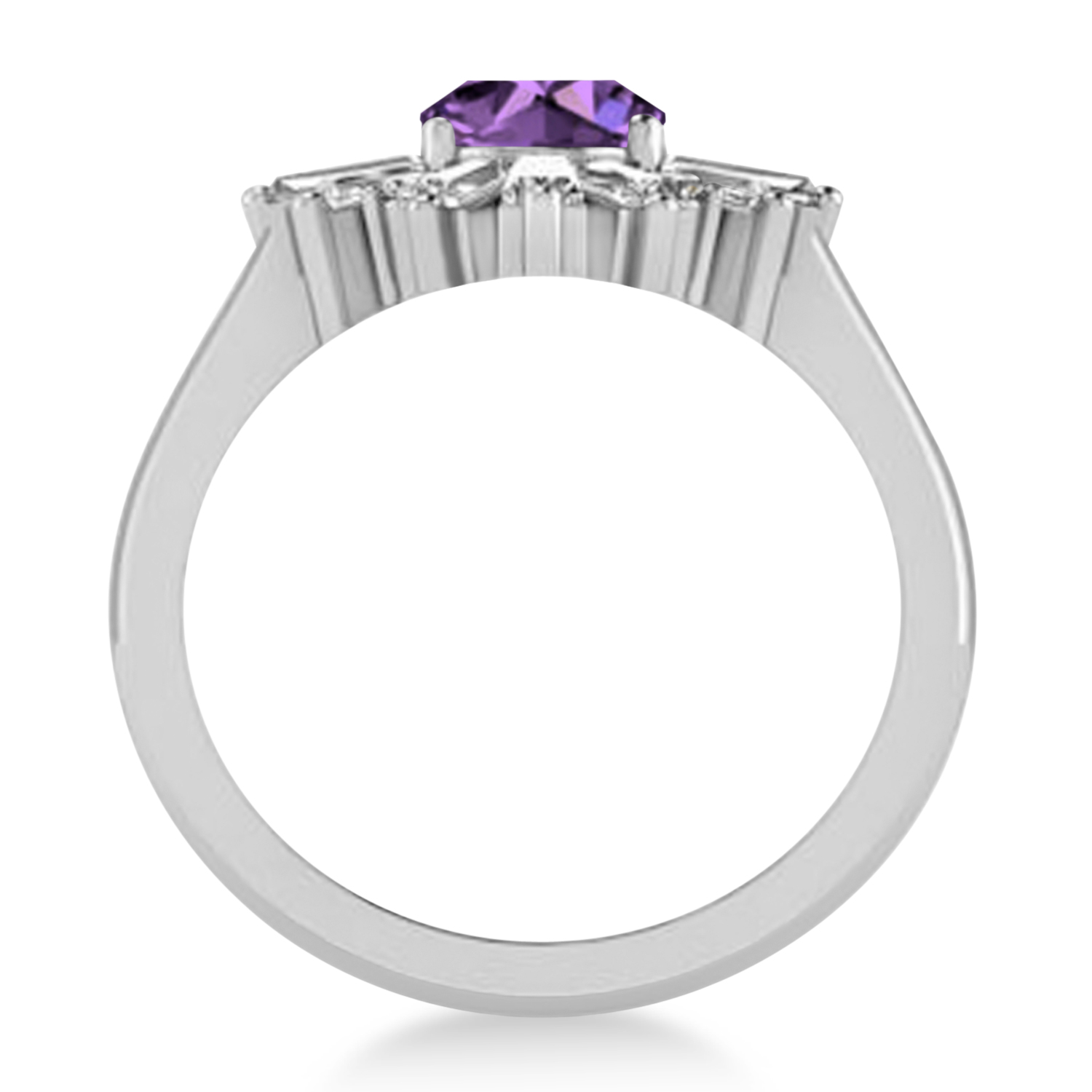 Amethyst & Diamond Oval Cut Ballerina Engagement Ring Platinum (3.06 ctw)