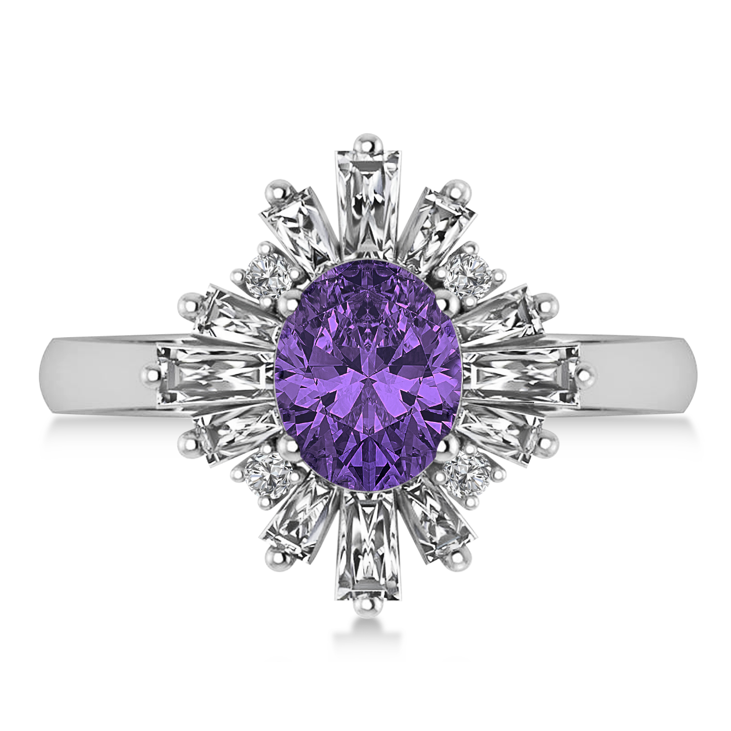 Amethyst & Diamond Oval Cut Ballerina Engagement Ring Platinum (3.06 ctw)