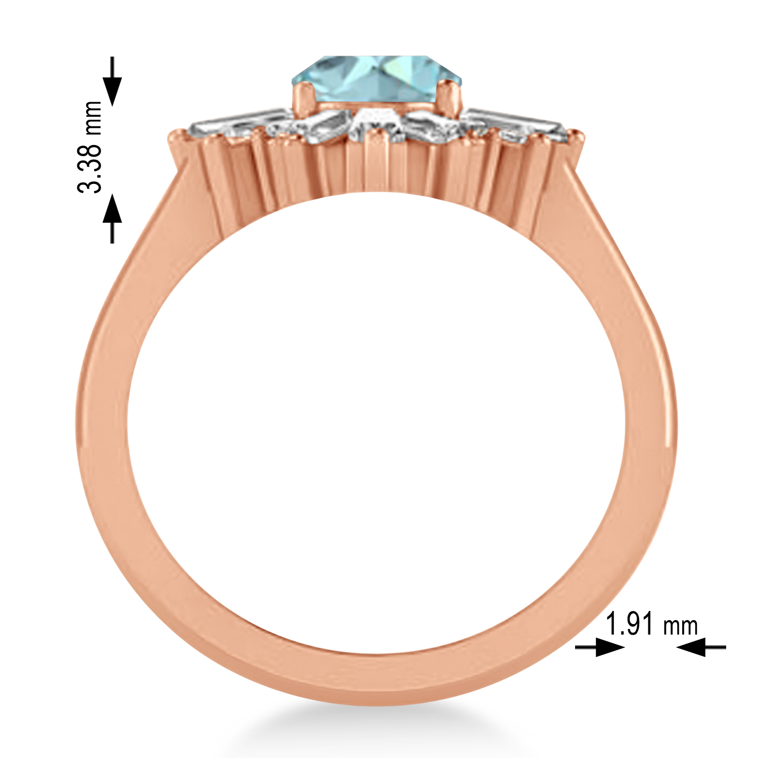 Aquamarine & Diamond Oval Cut Ballerina Engagement Ring 18k Rose Gold (3.06 ctw)