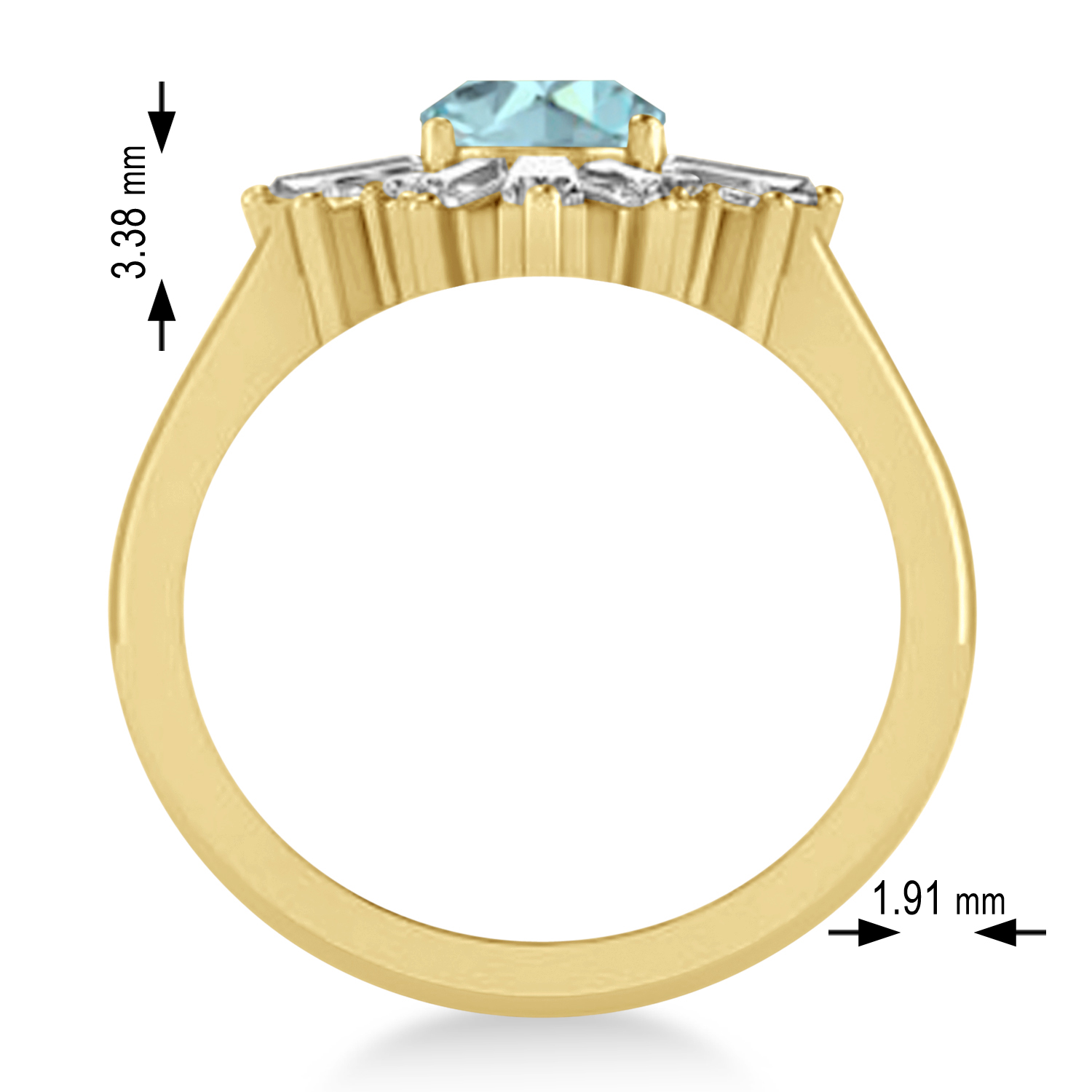 Aquamarine & Diamond Oval Cut Ballerina Engagement Ring 18k Yellow Gold (3.06 ctw)