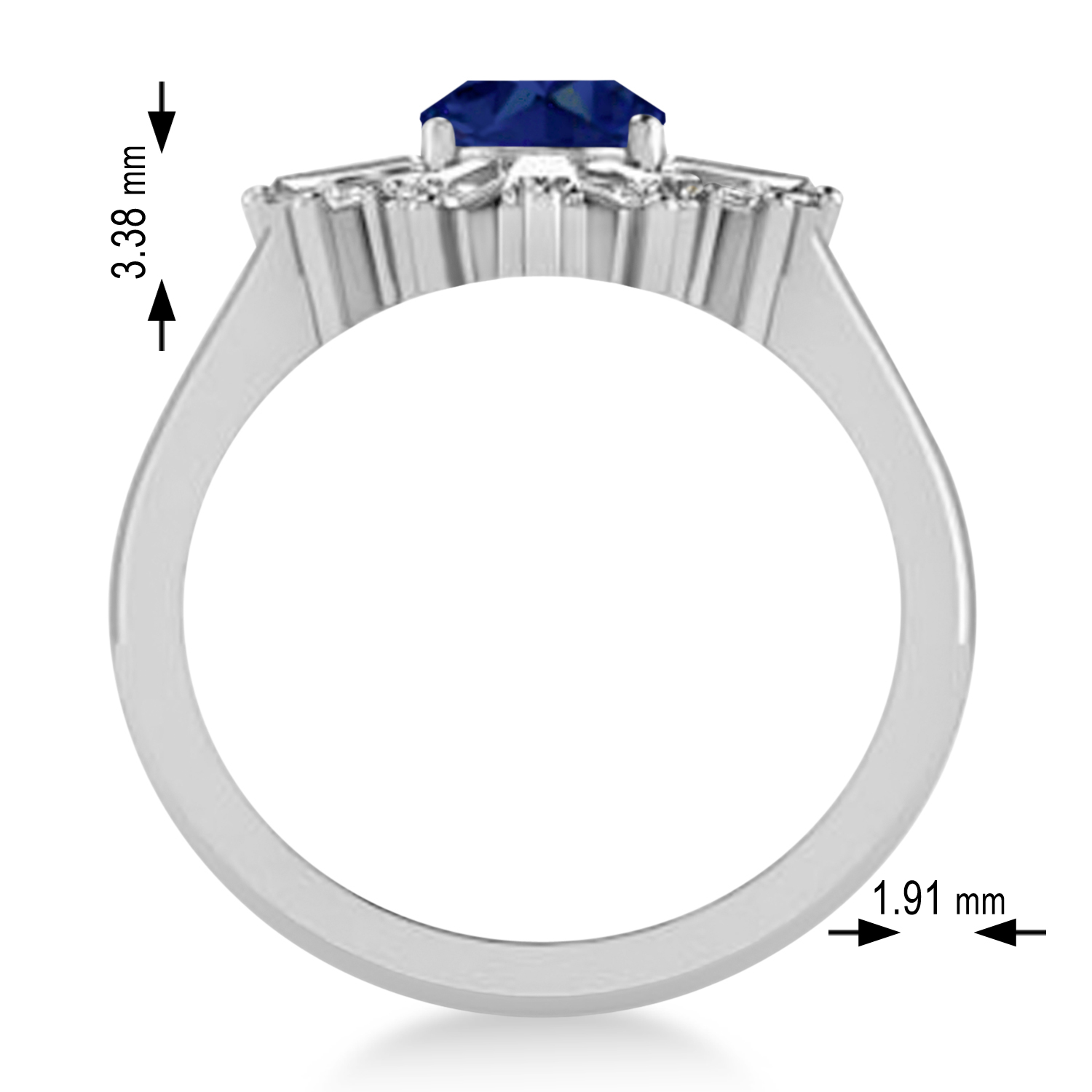 Blue Sapphire & Diamond Oval Cut Ballerina Engagement Ring Platinum (3.06 ctw)