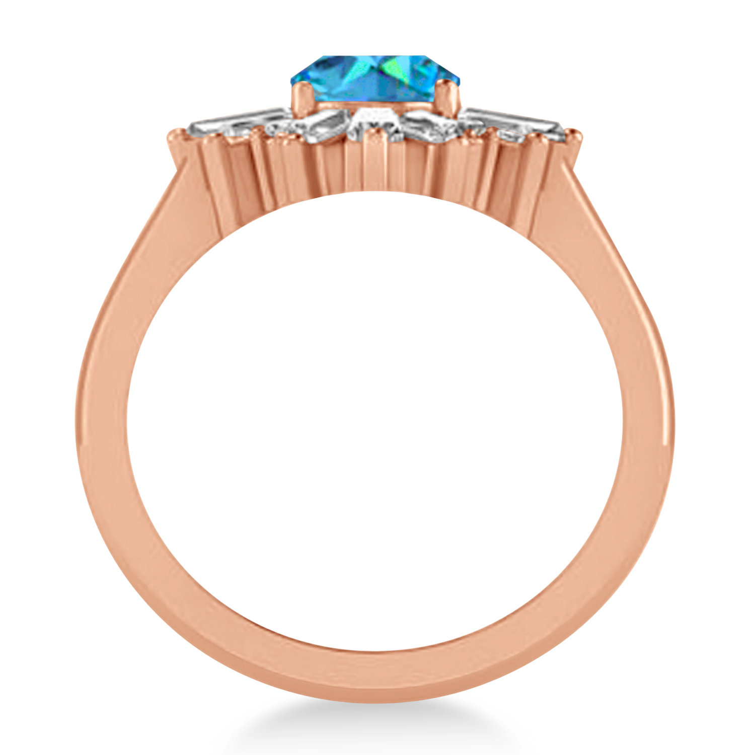 Blue Topaz & Diamond Oval Cut Ballerina Engagement Ring 18k Rose Gold (3.06 ctw)